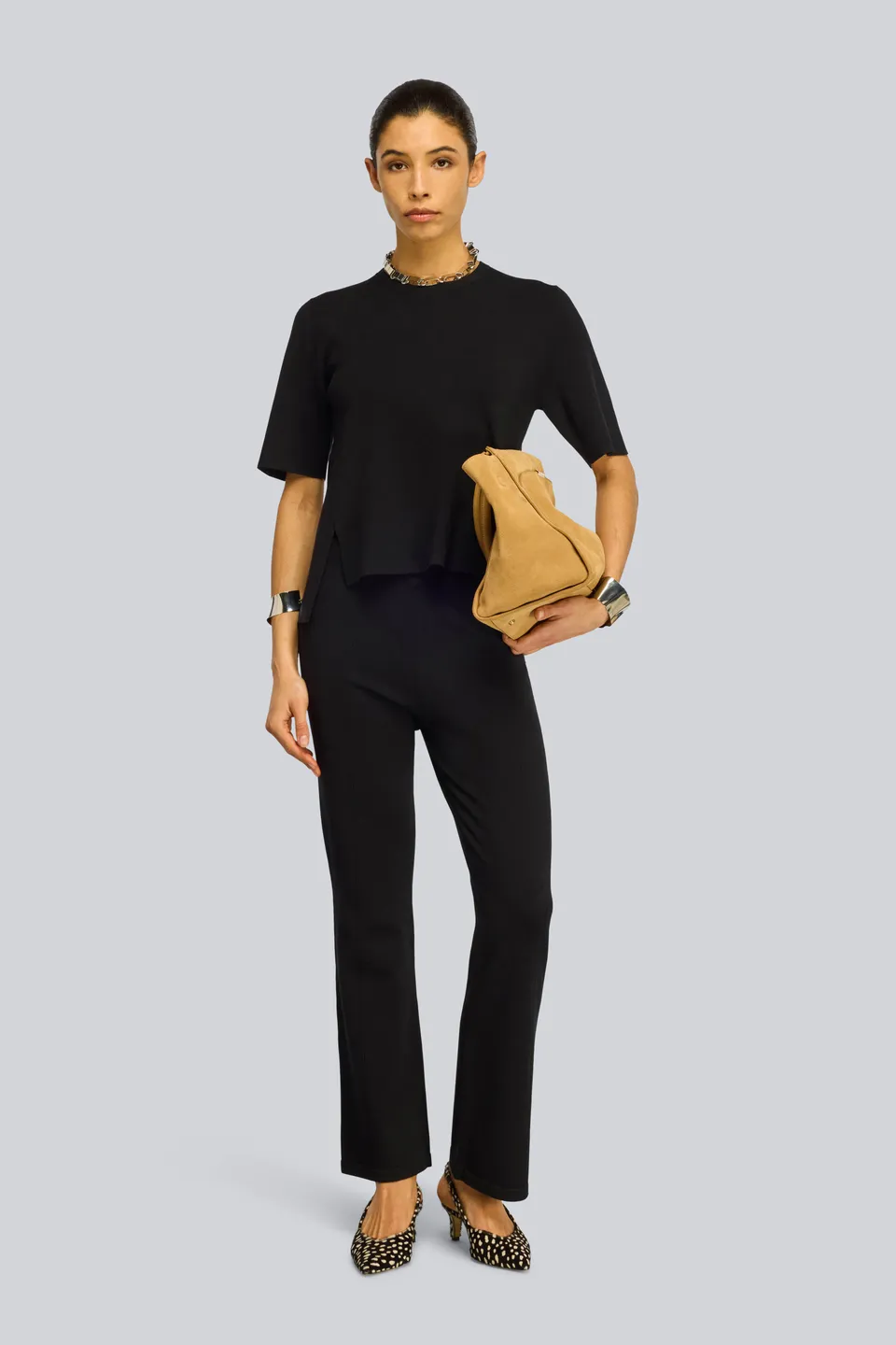 Semicouture Korinne pantalone viscosa nero caviglia