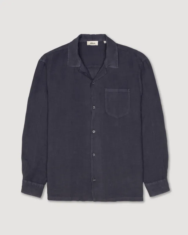 Altea Eliot camicia lino blu abisso bowling over