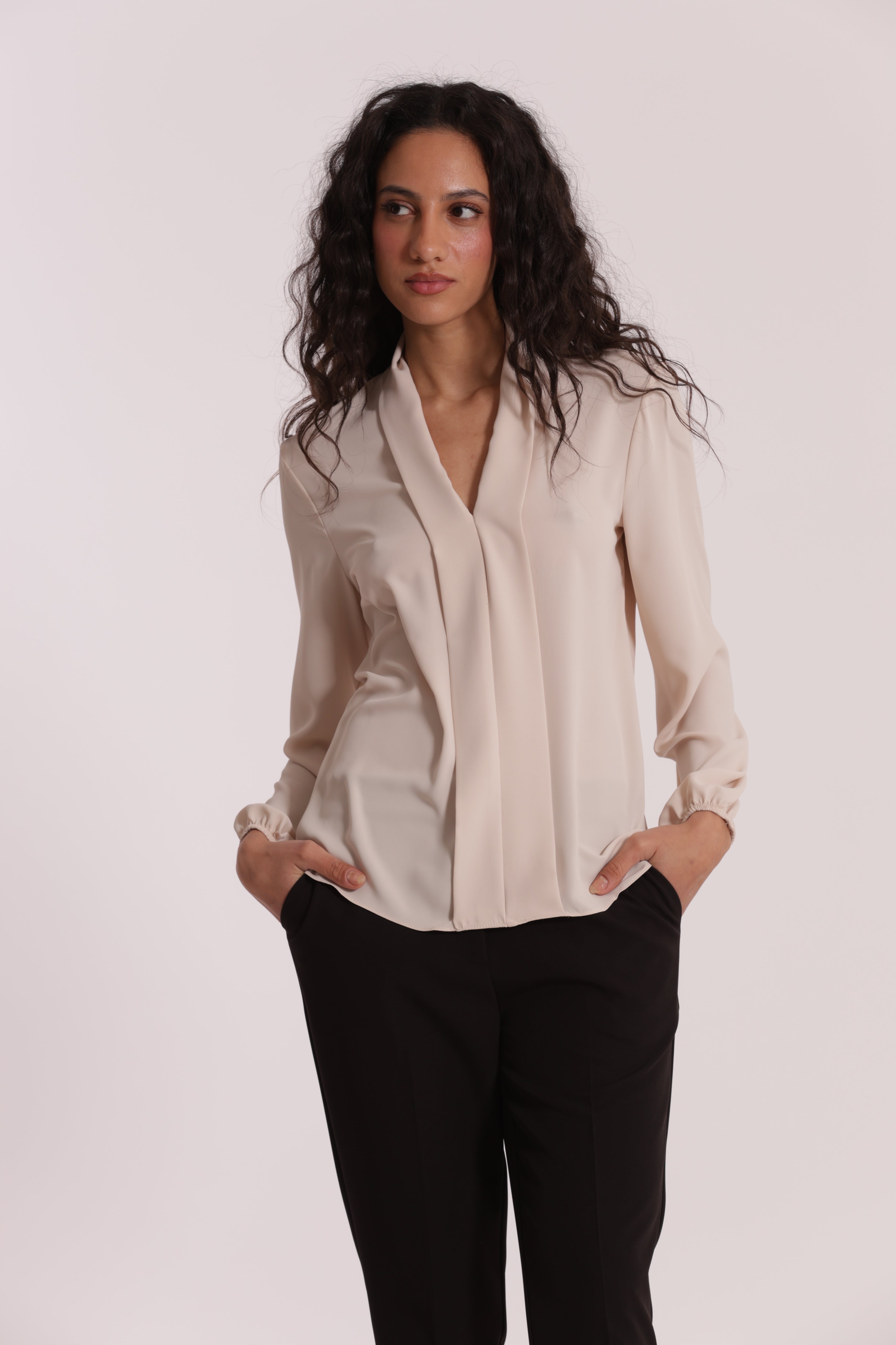 Mimi Mua Blusa con Pieghe Solton Nera