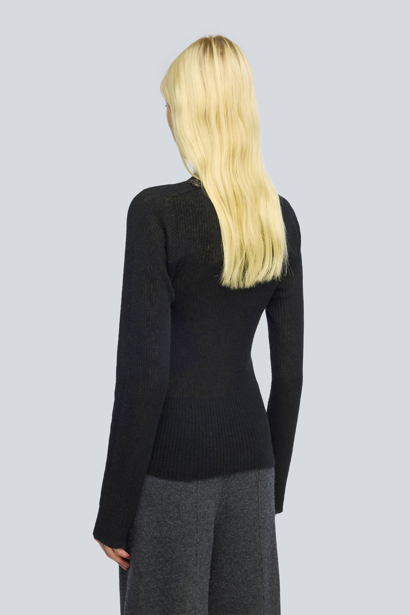 Semicouture Almira cardigan lana nero ultralight