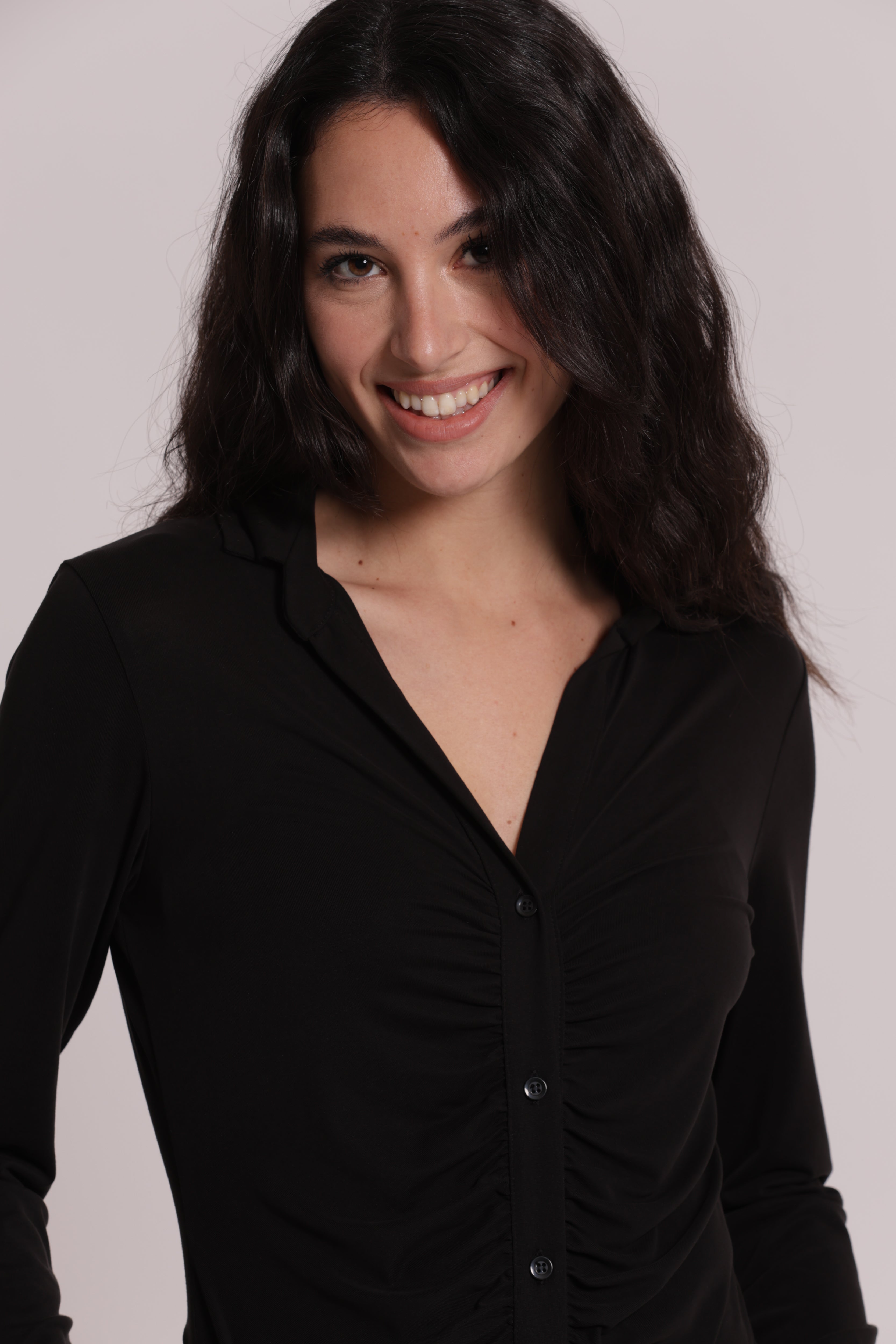Mimi Mua camicia drappeggio frontale viscosa