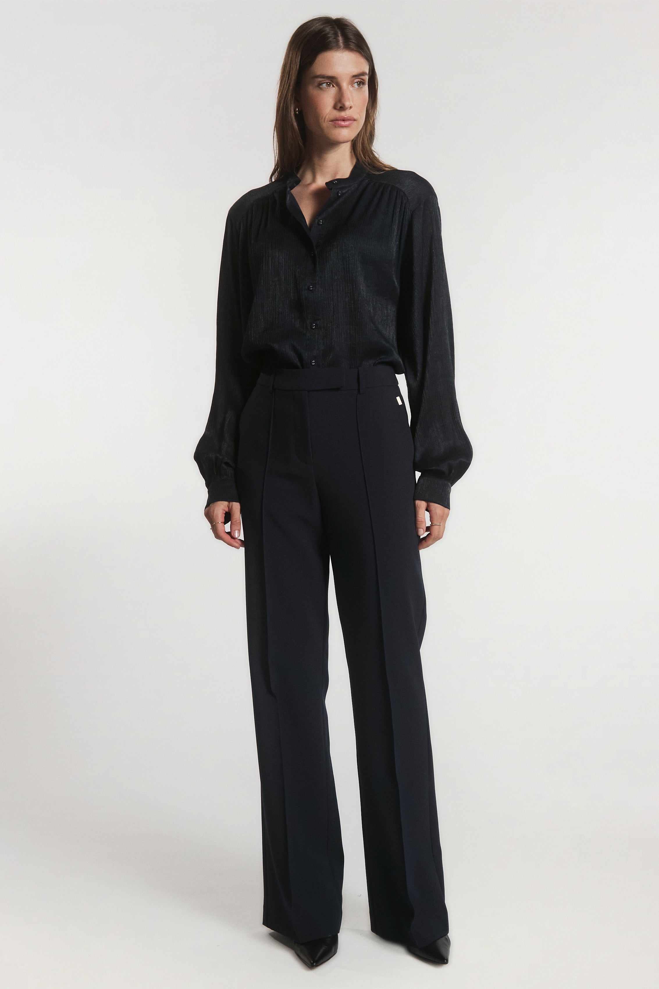 Aaiko Chantalle pantaloni blu gamba larga