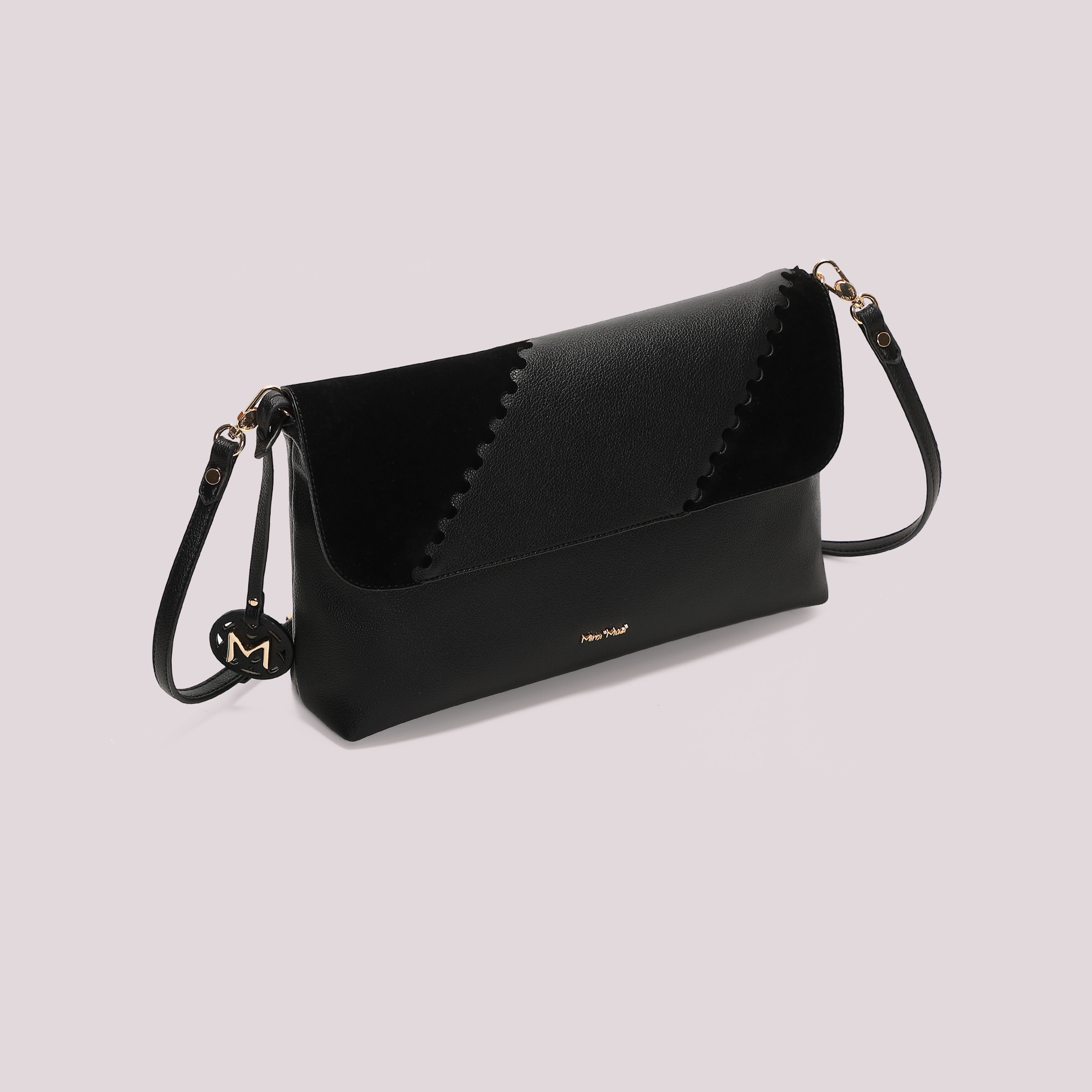 Mimi Mua Borsa a Busta Patch Camoscio Nero