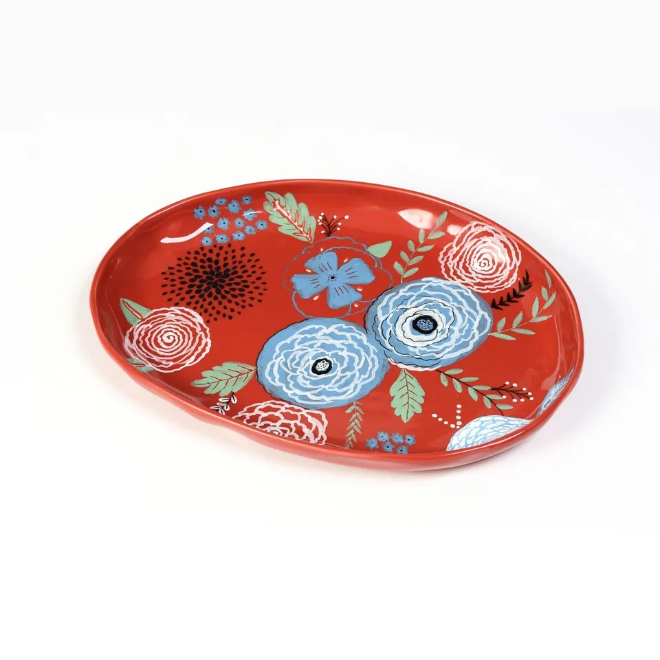 On Earth Cooperative Collection Giardino piatto ceramica rossa 36x26 cm