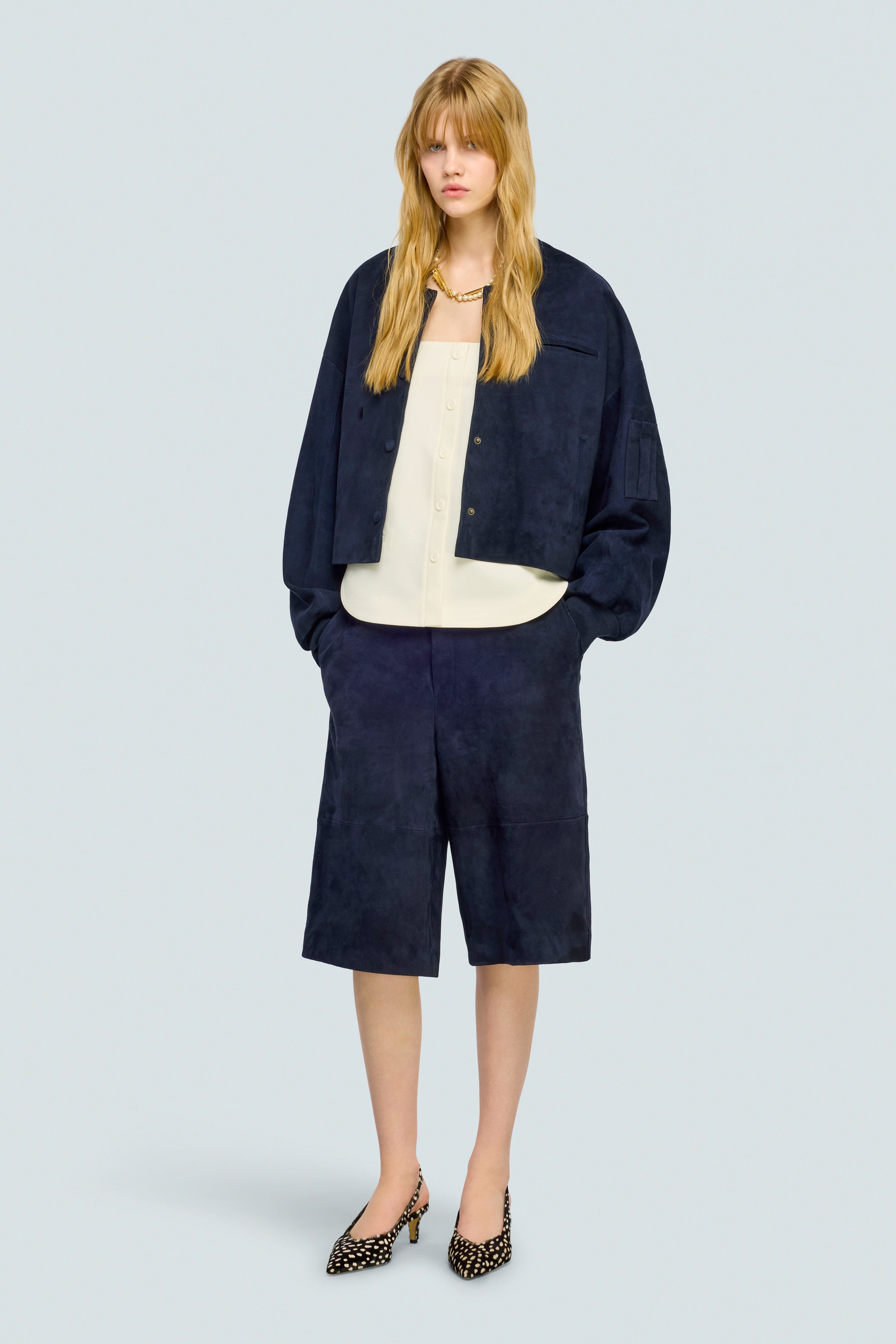 Semicouture Daphne giacca camoscio blue