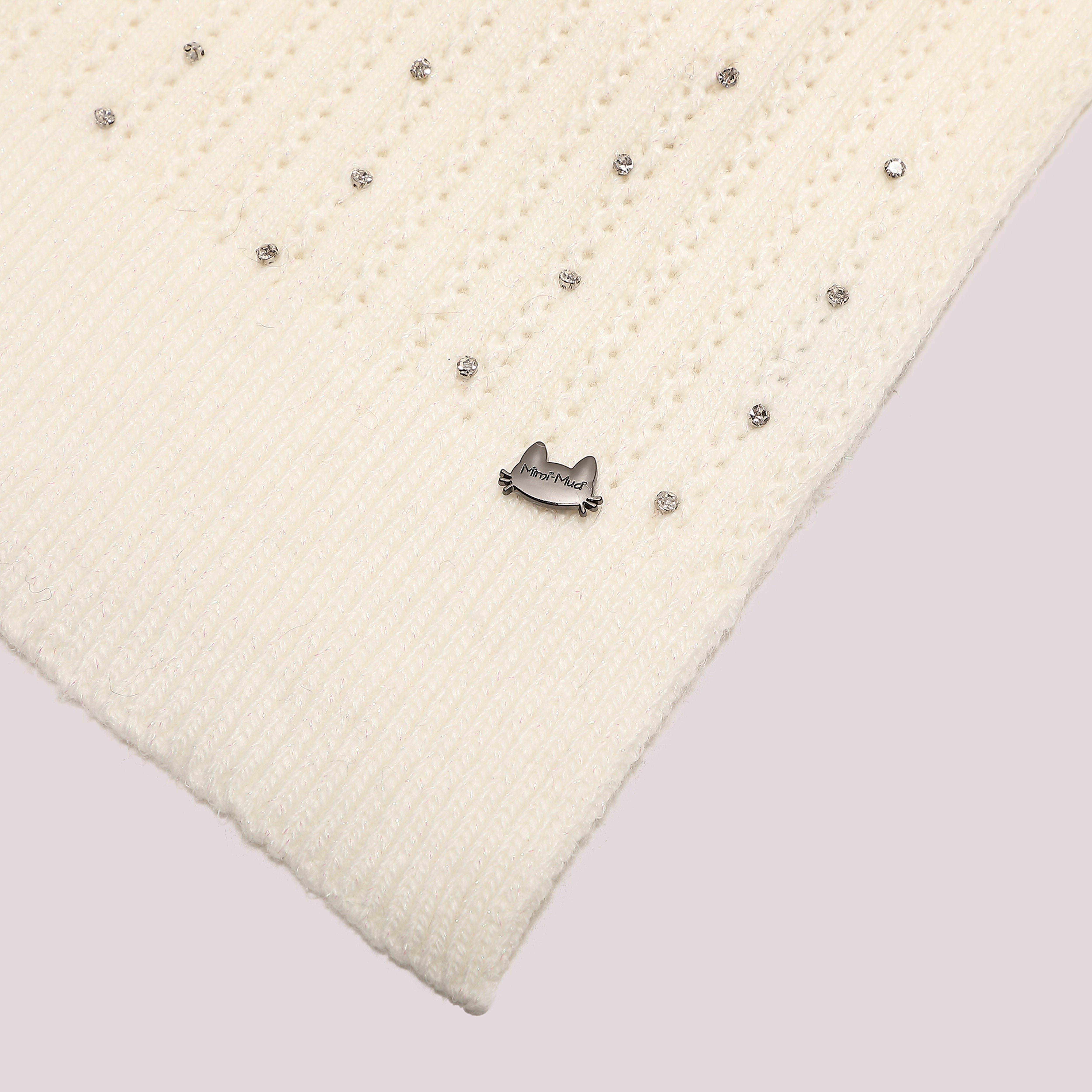Mimi Mua Sciarpa con Piccole Trecce con Strass Nera invernale