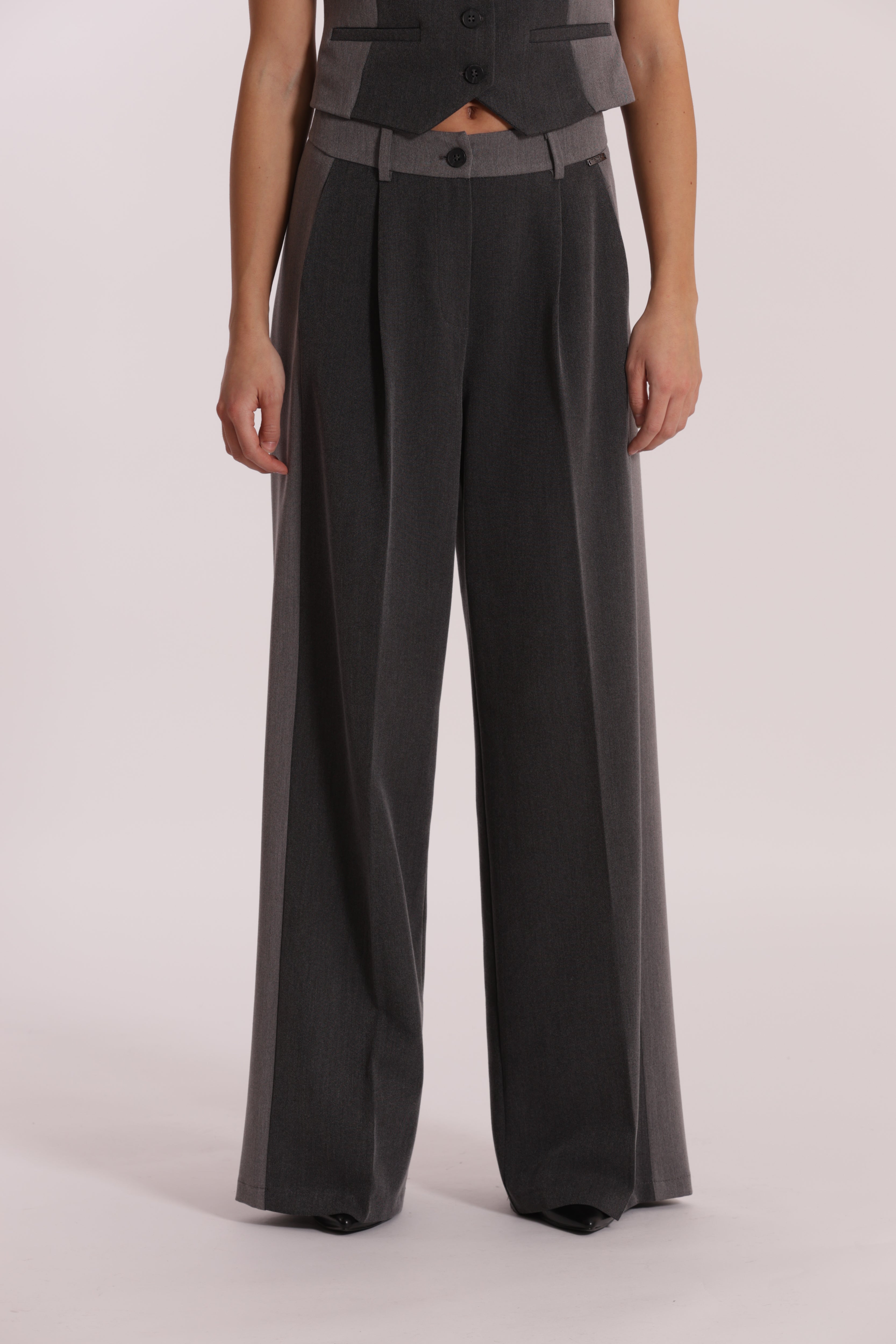 Mimi Mua Palazzo Color Block pantaloni grigio chiaro/antracite
