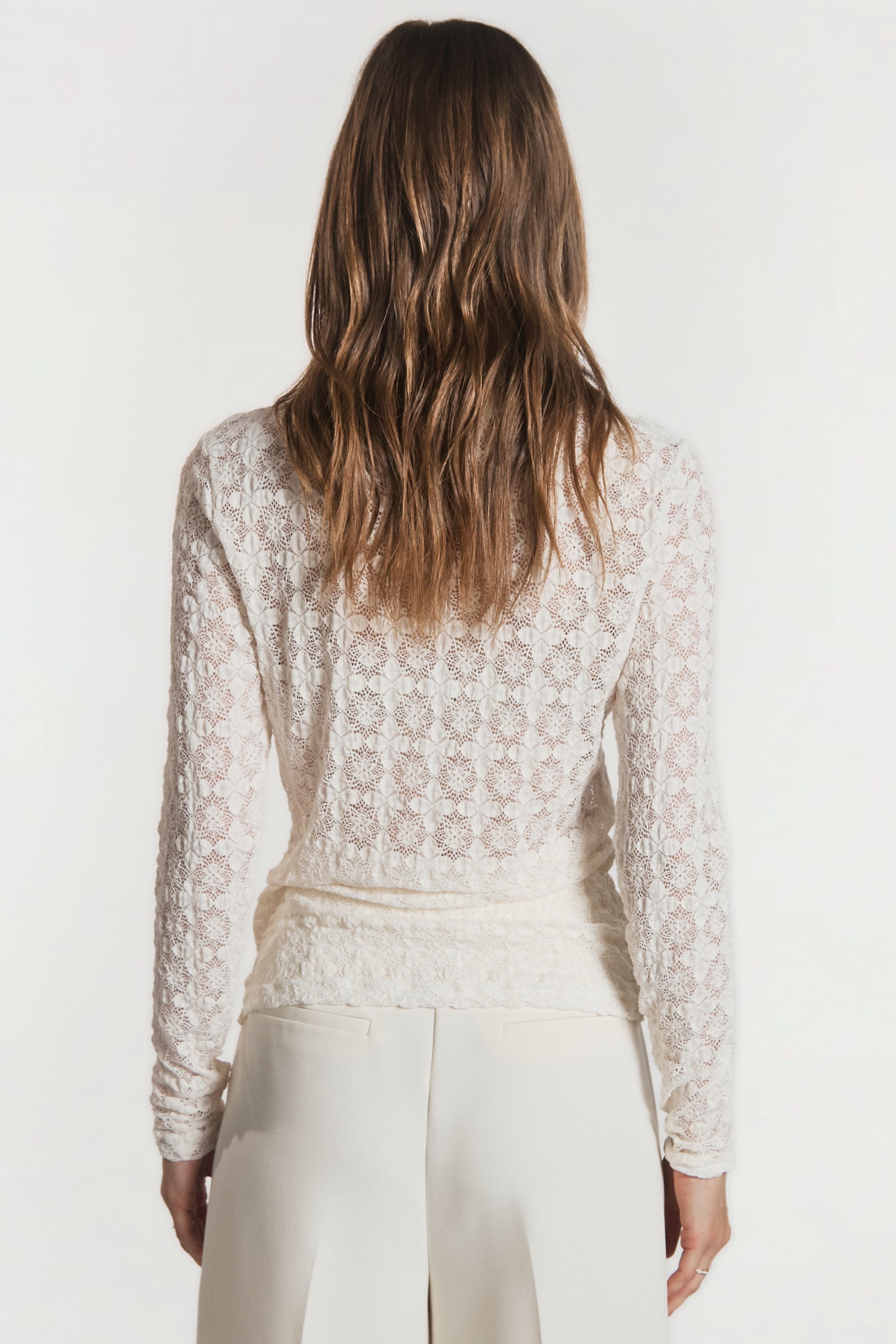 Aaiko Nore pantaloni crema gamba larga donna