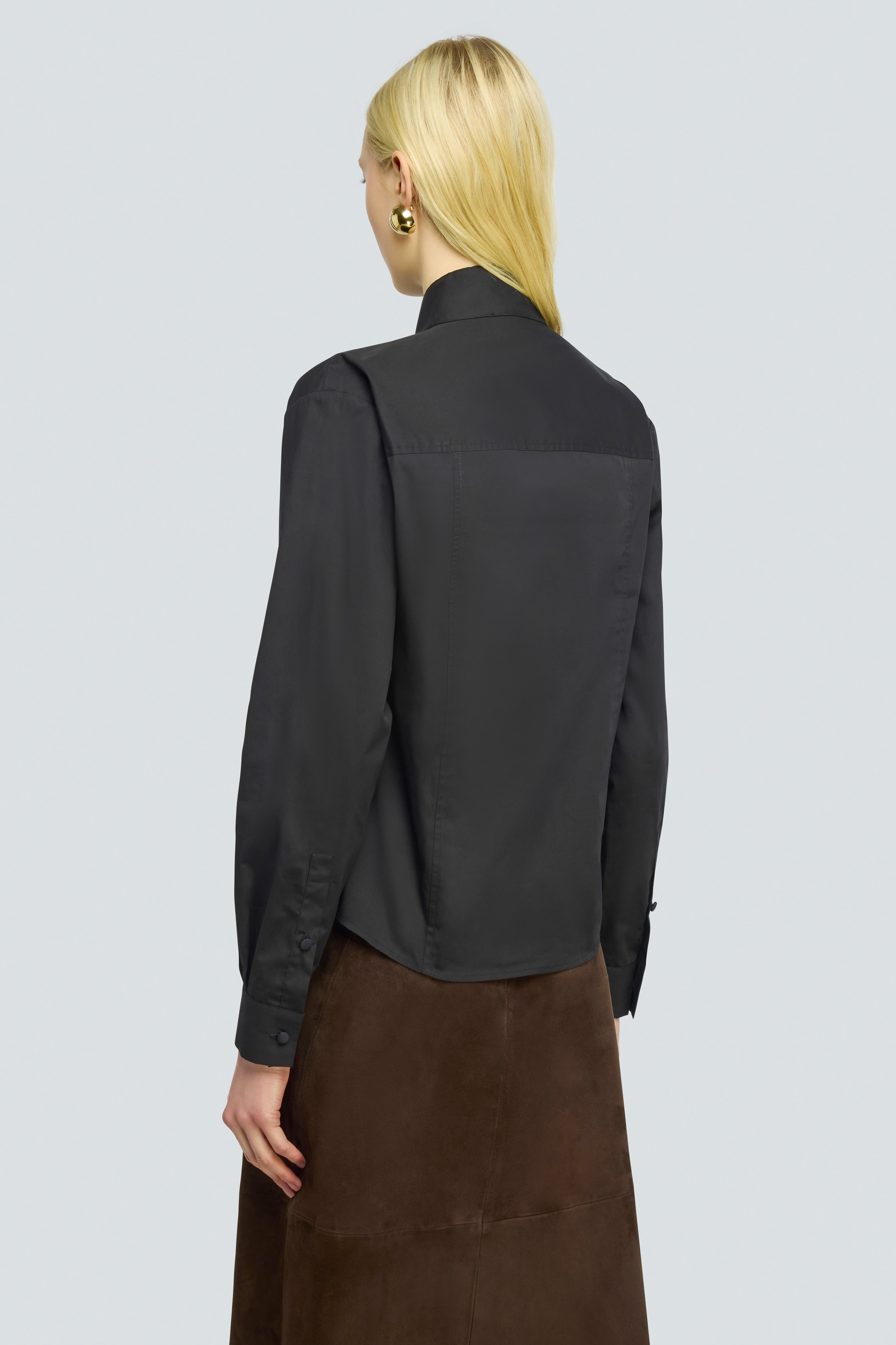Semicouture Dalya blusa popline nera nodo collo