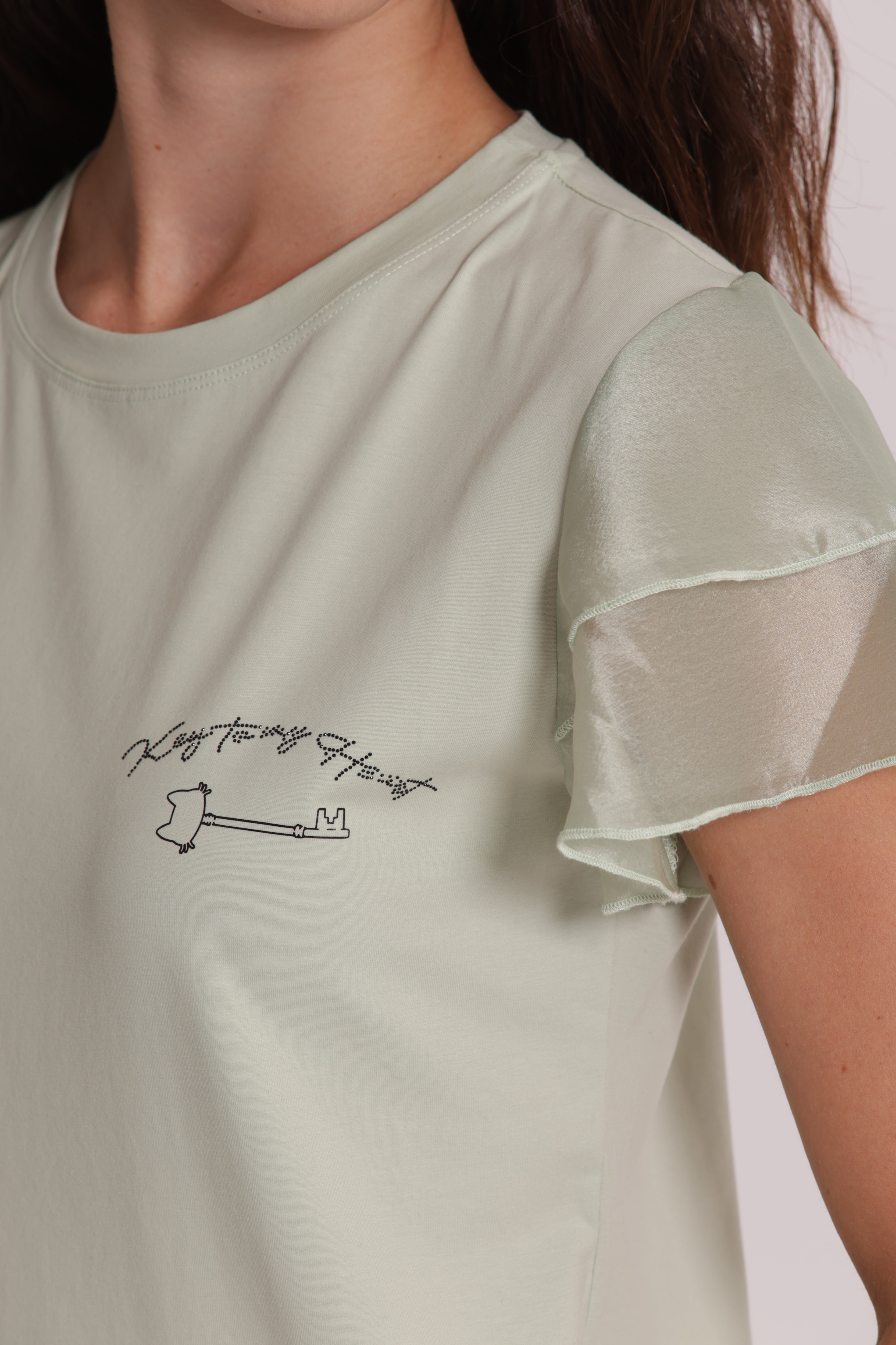 Mimi Mua T-Shirt Key To My Heart Maglietta Bianco Volant