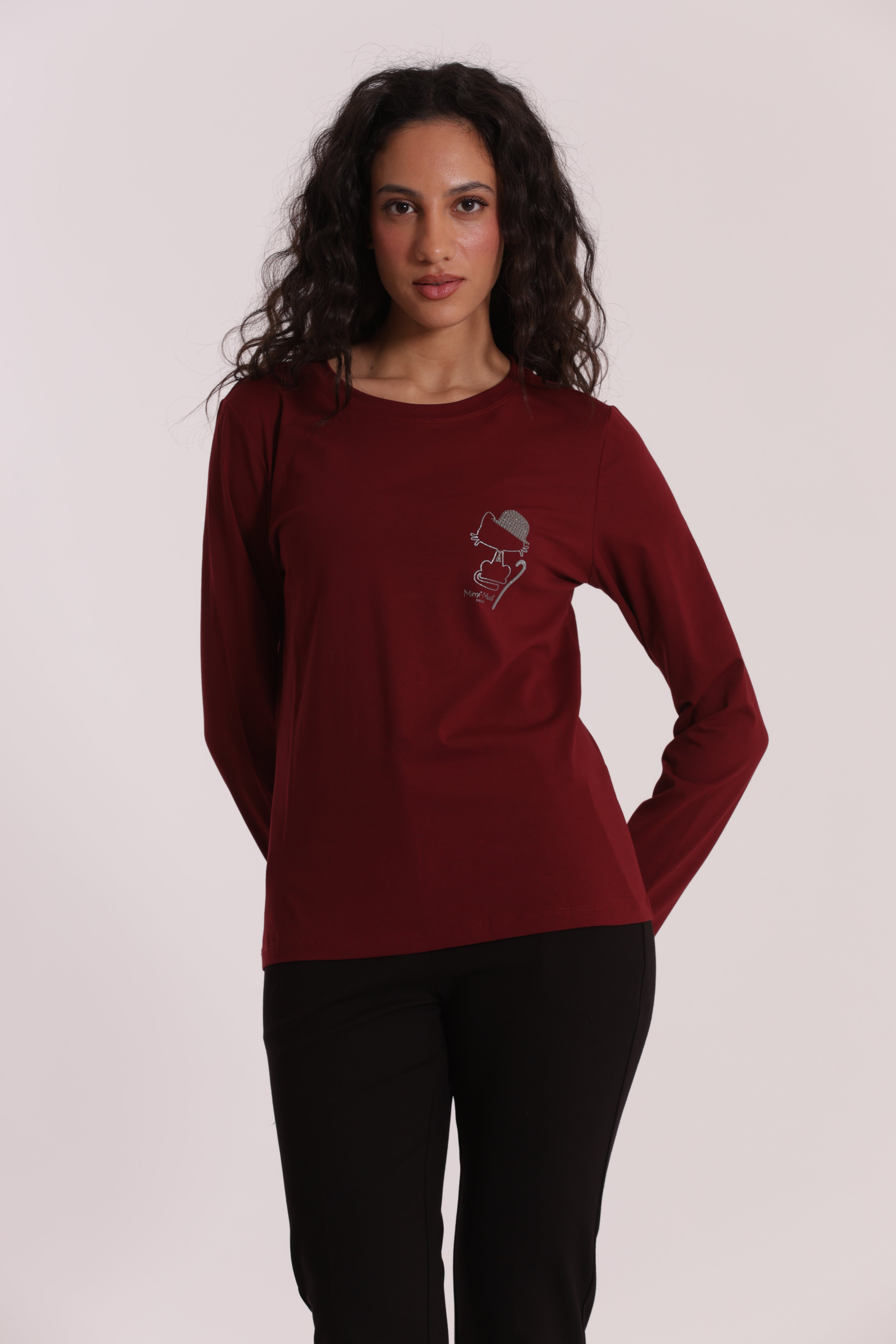 Mimi Mua T-Shirt Gatto Charlie Chaplin Bianca Cotone