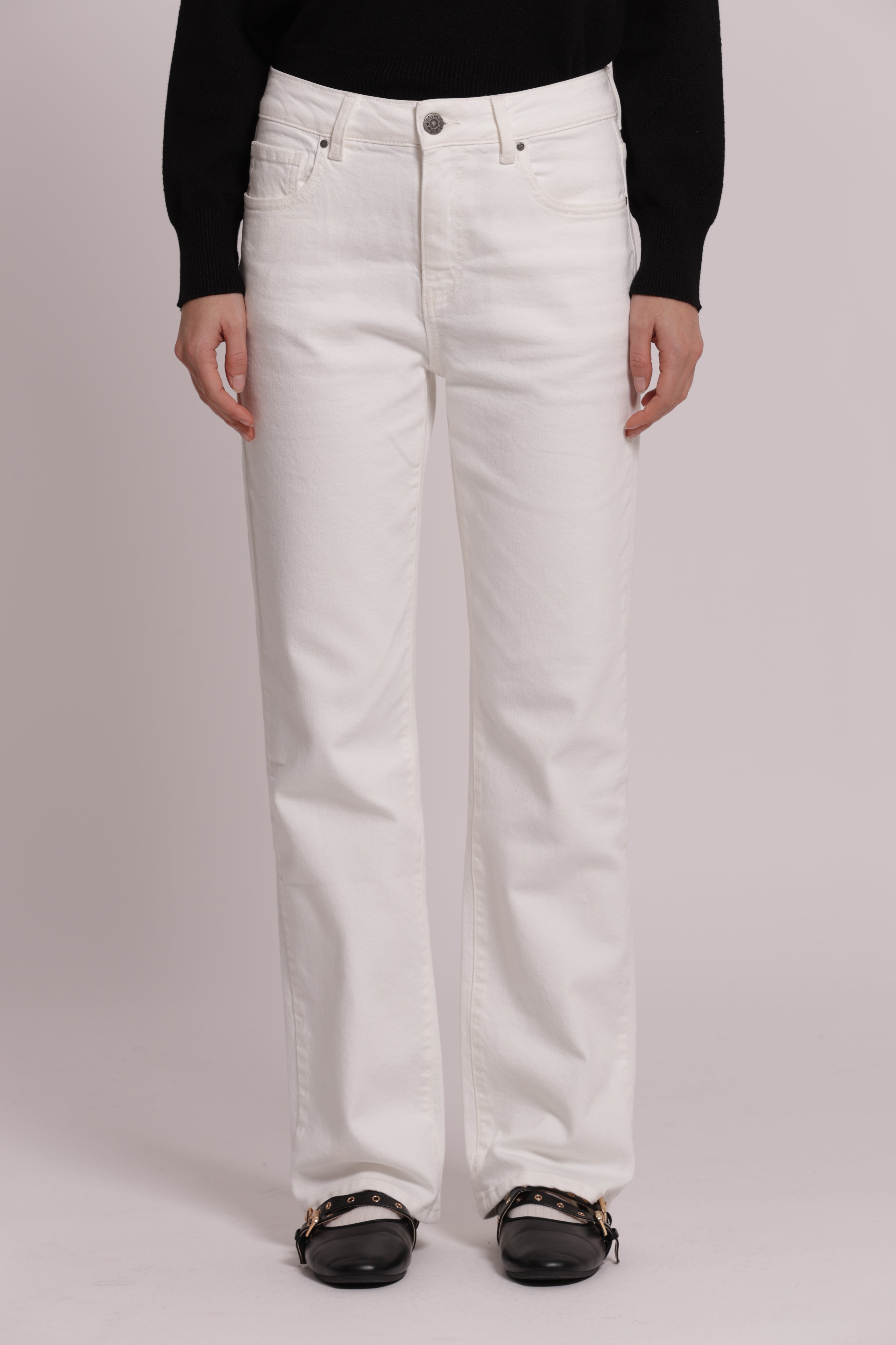 Mimi Mua Jeans Sigaretta Colorato Panna