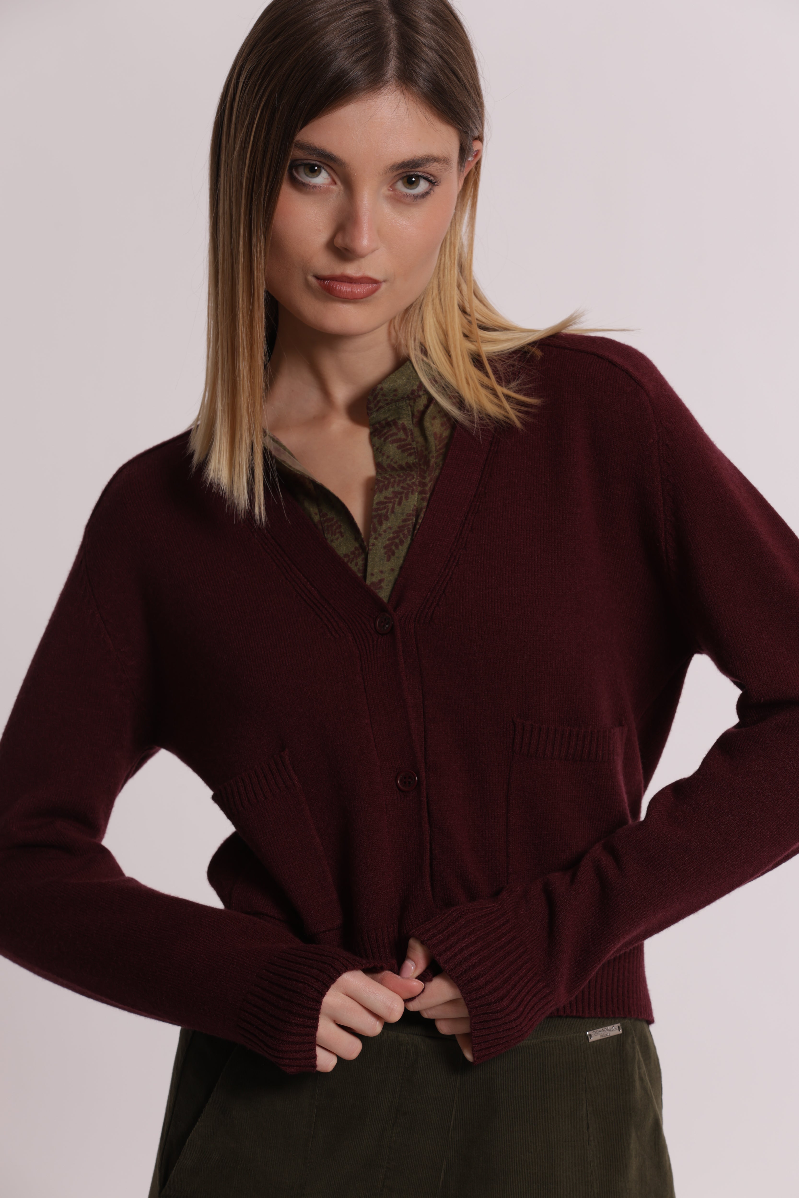 Mimi Mua Cardigan con Tasche Nero Maglia