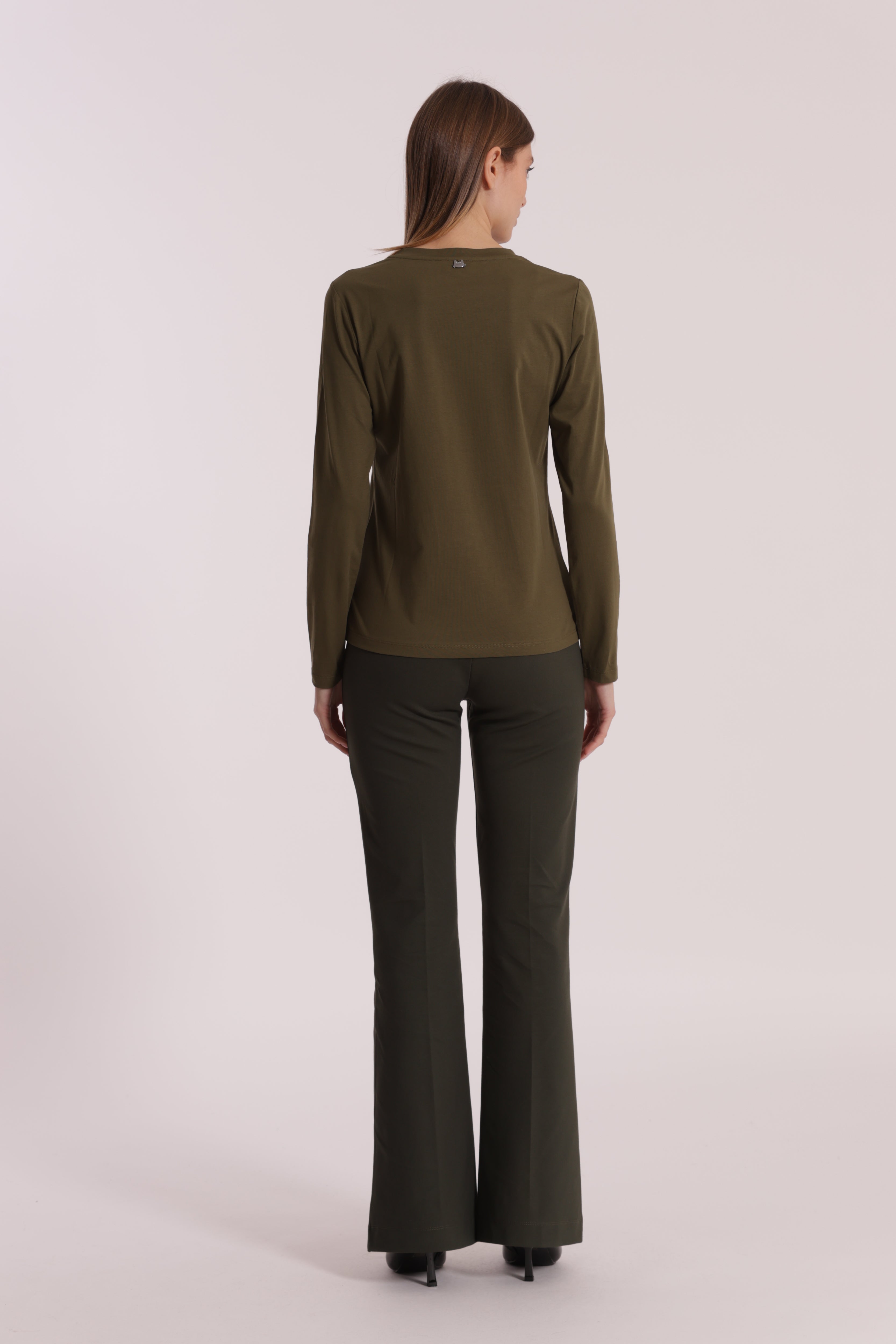 Mimi Mua Pantalone Flare Punto Milano nero