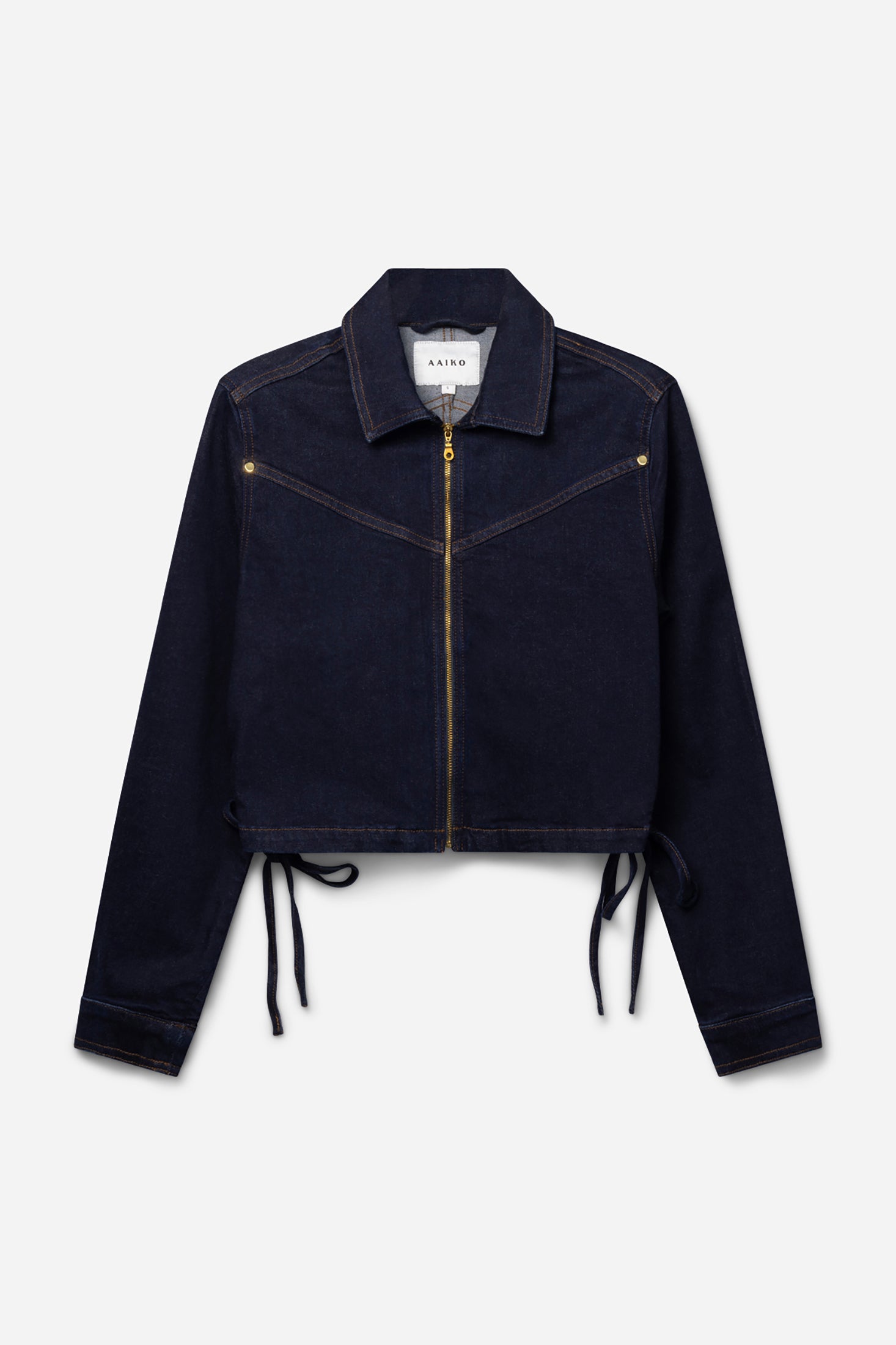 Aaiko Judith giacca jeans blu denim cropped con zip