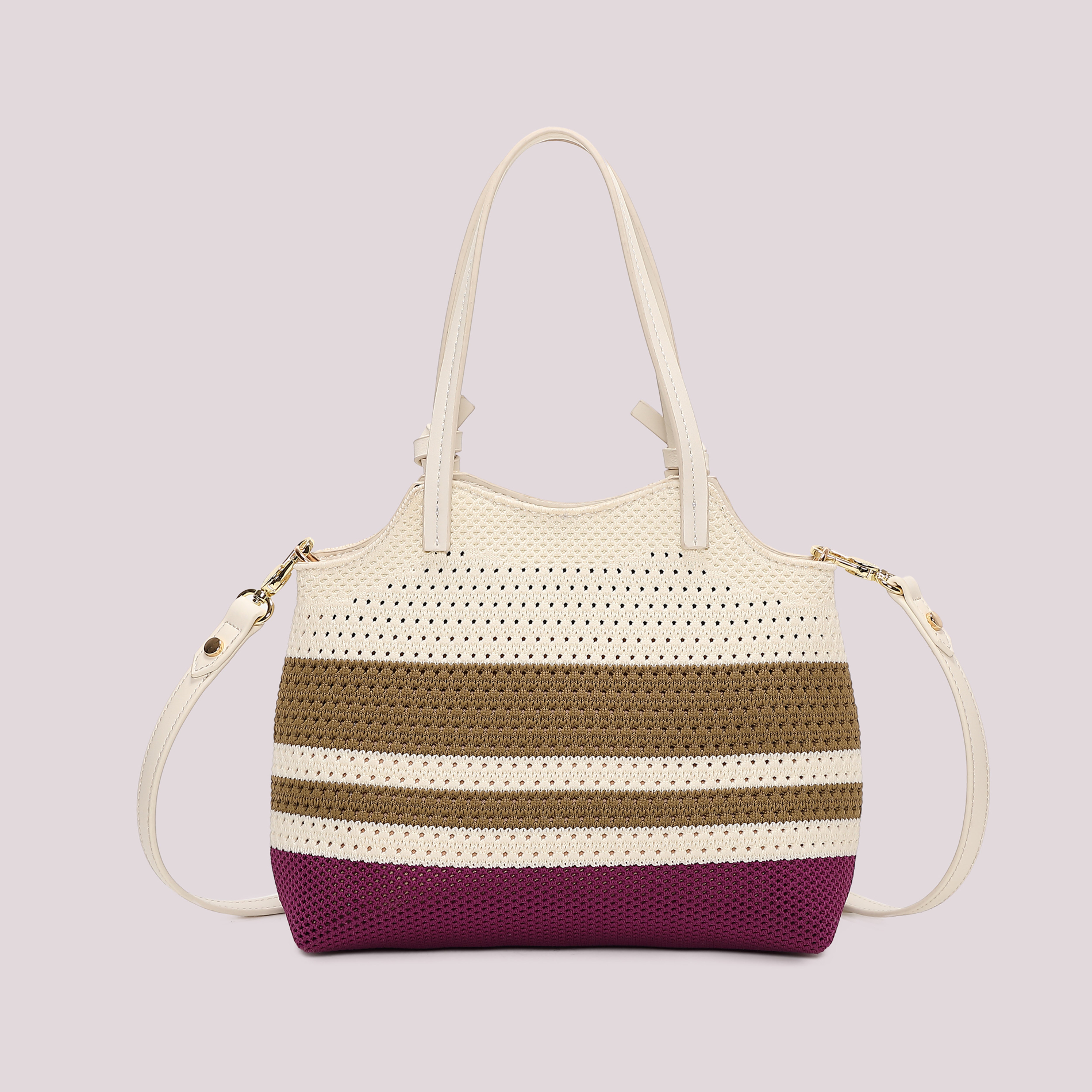 Mimi Mua Borsa Mano Maglia Righe ciclamino piccola