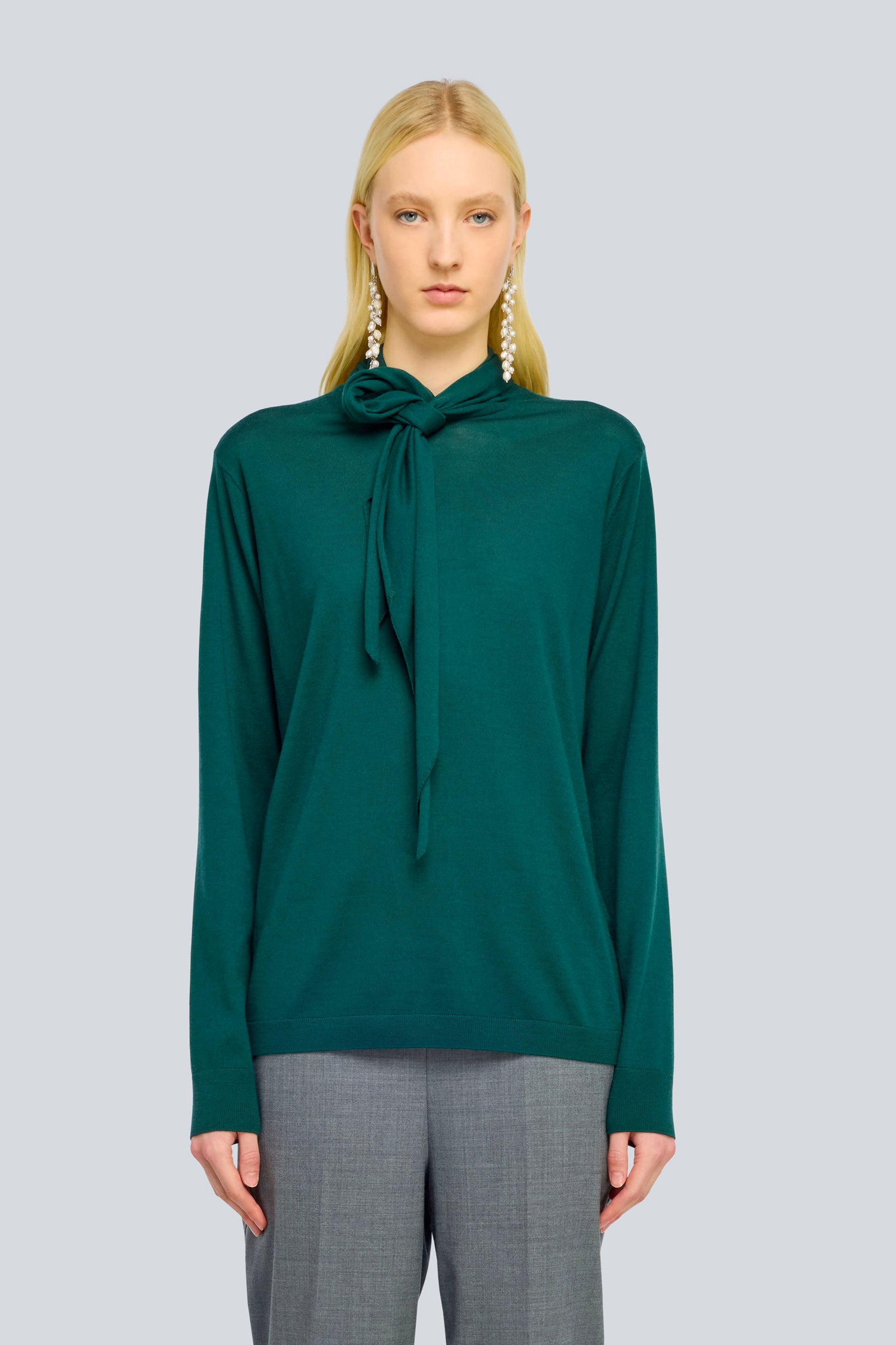 Semicouture Eden Y6WC51 maglia verde irlanda con sciarpa