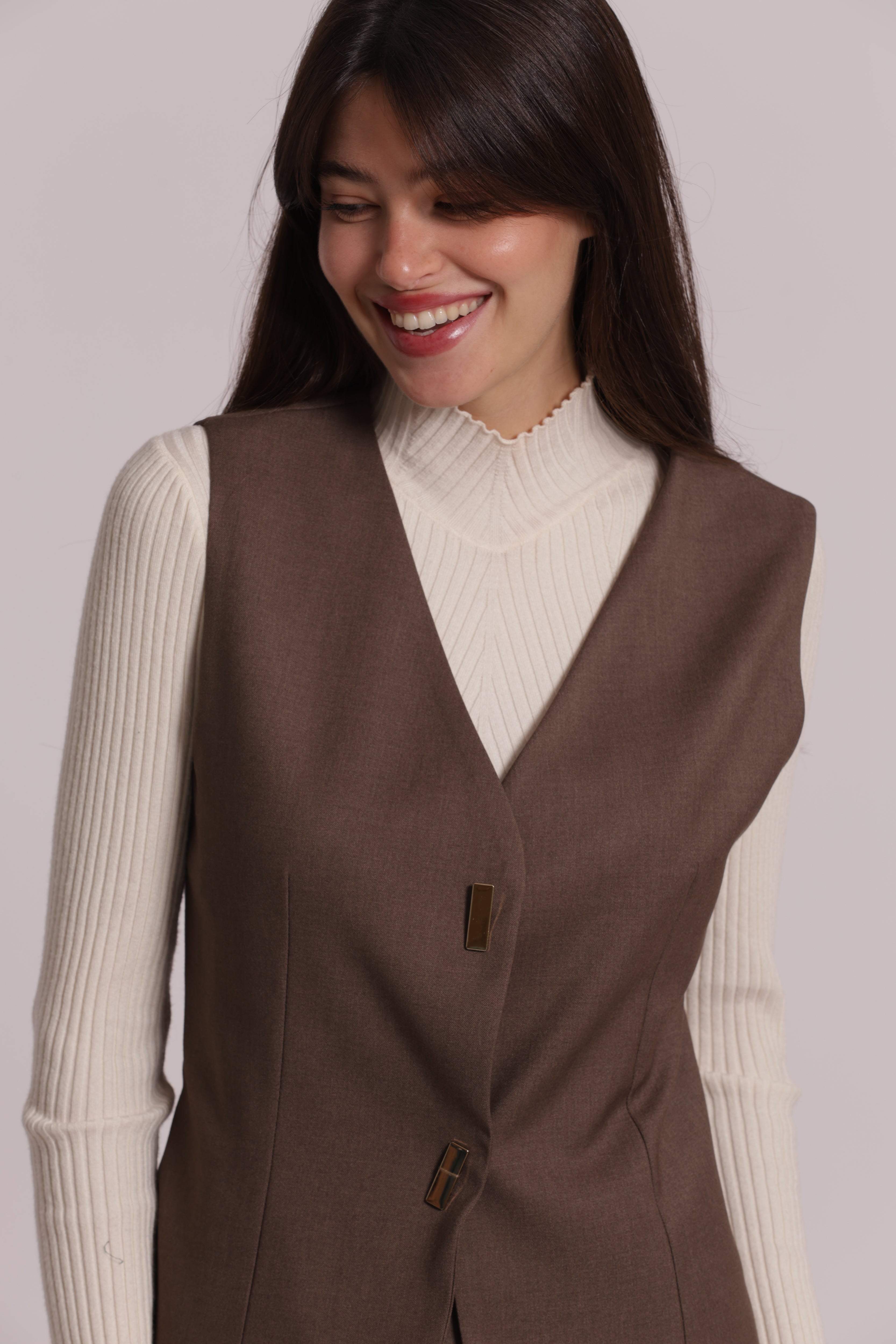Mimi Mua Gilet con Bottoni Metallici nero