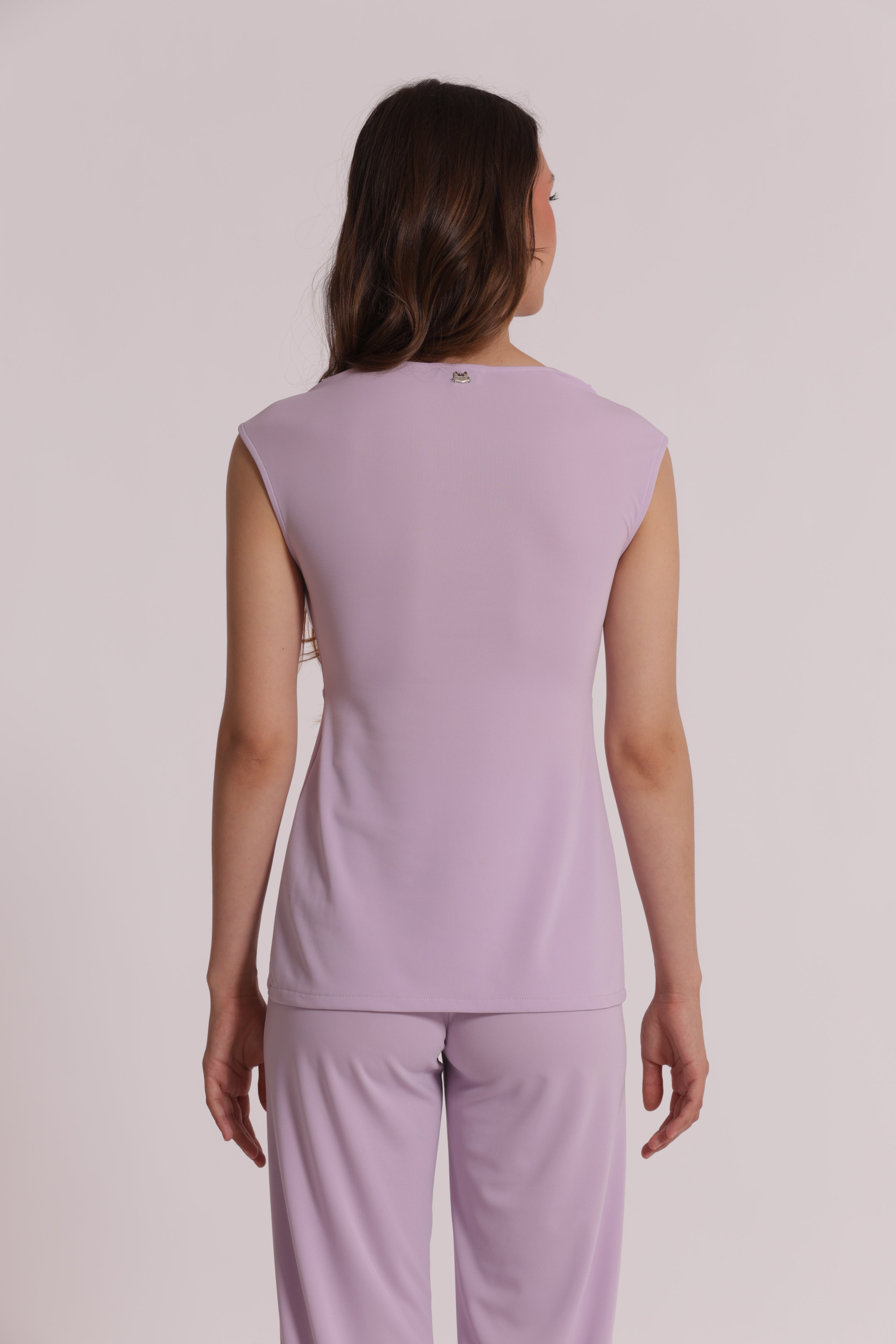 Mimi Mua Top Scollo a V con Arricciatura Frontale Nero