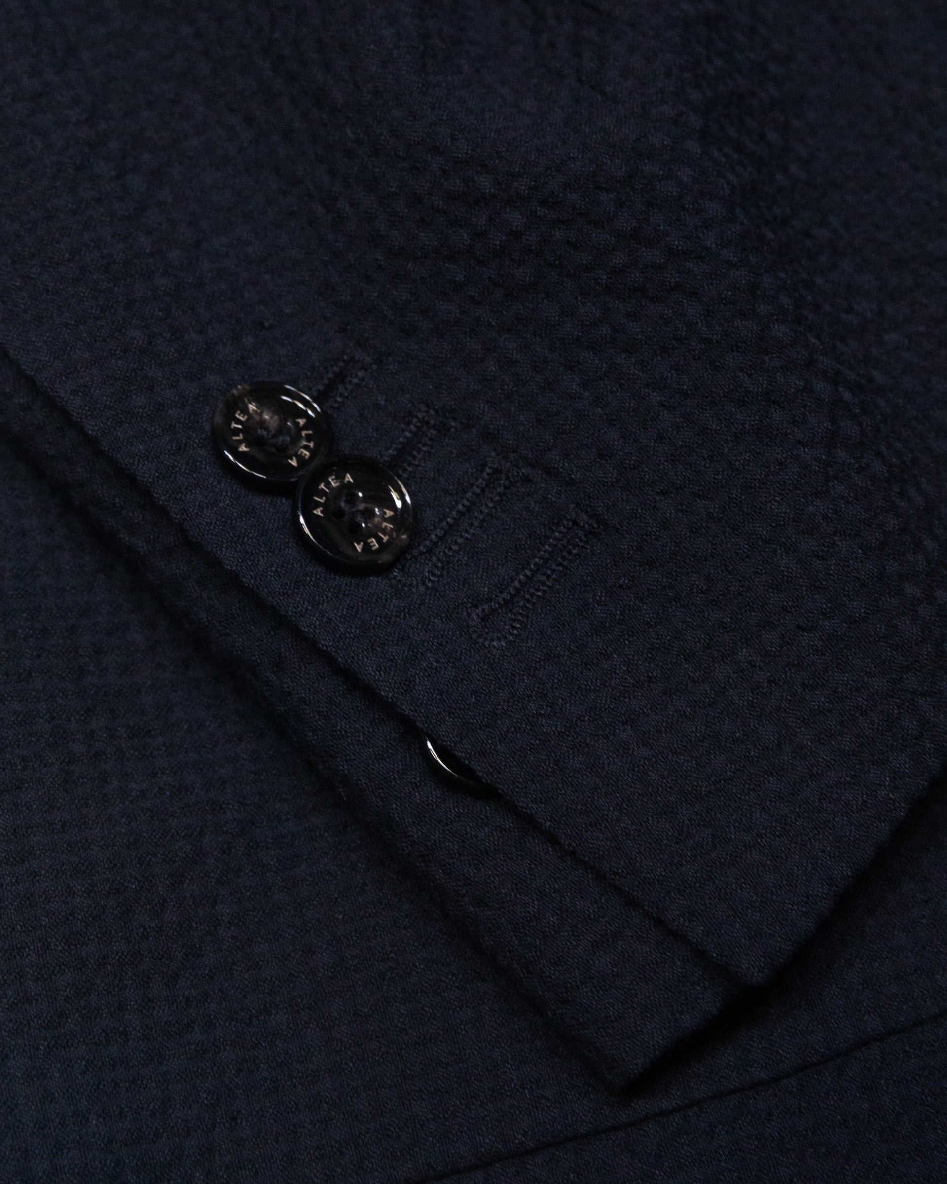 Altea Carlo giacca doppiopetto blu navy seersucker