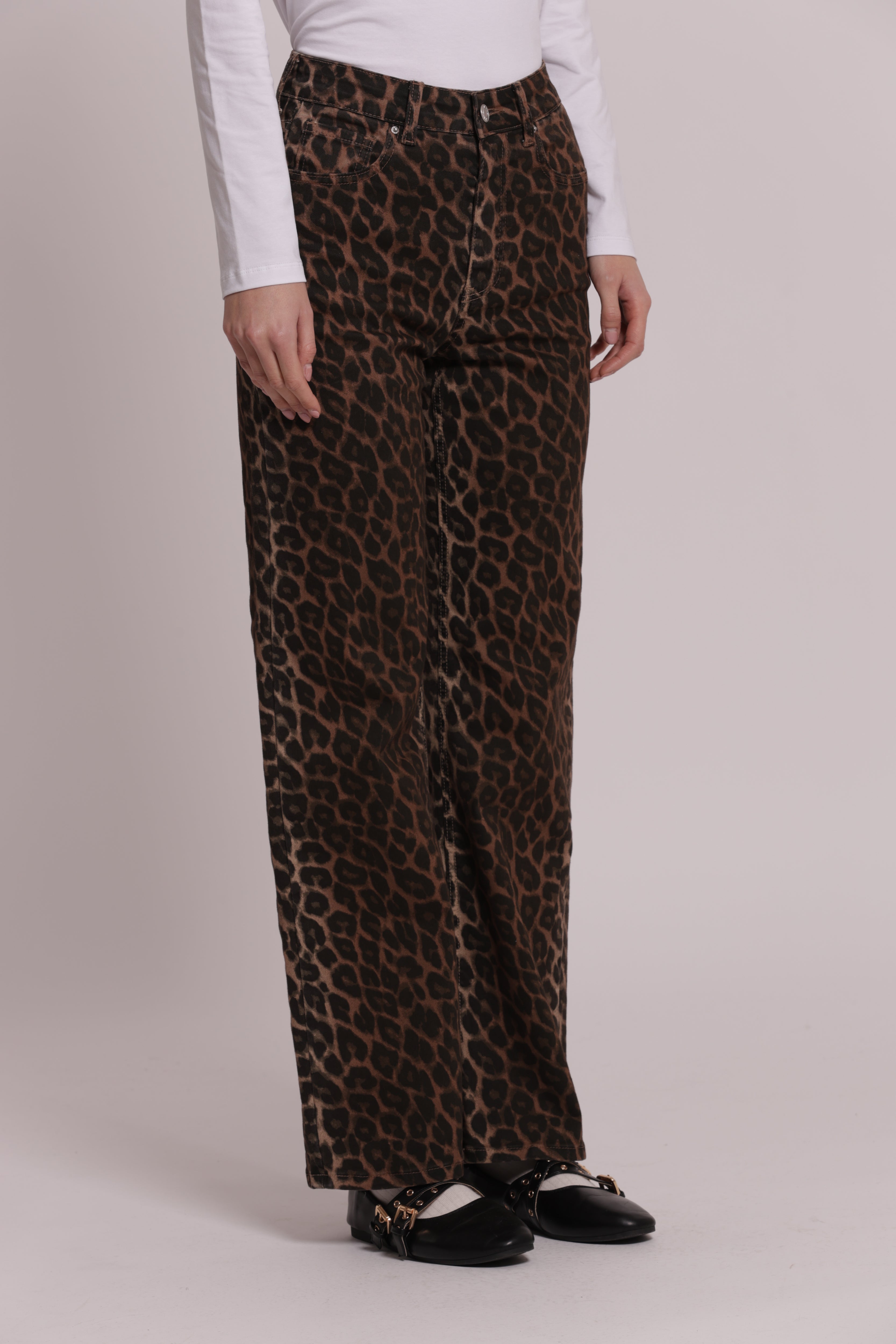 Mimi Mua Palazzo jeans animalier cammello