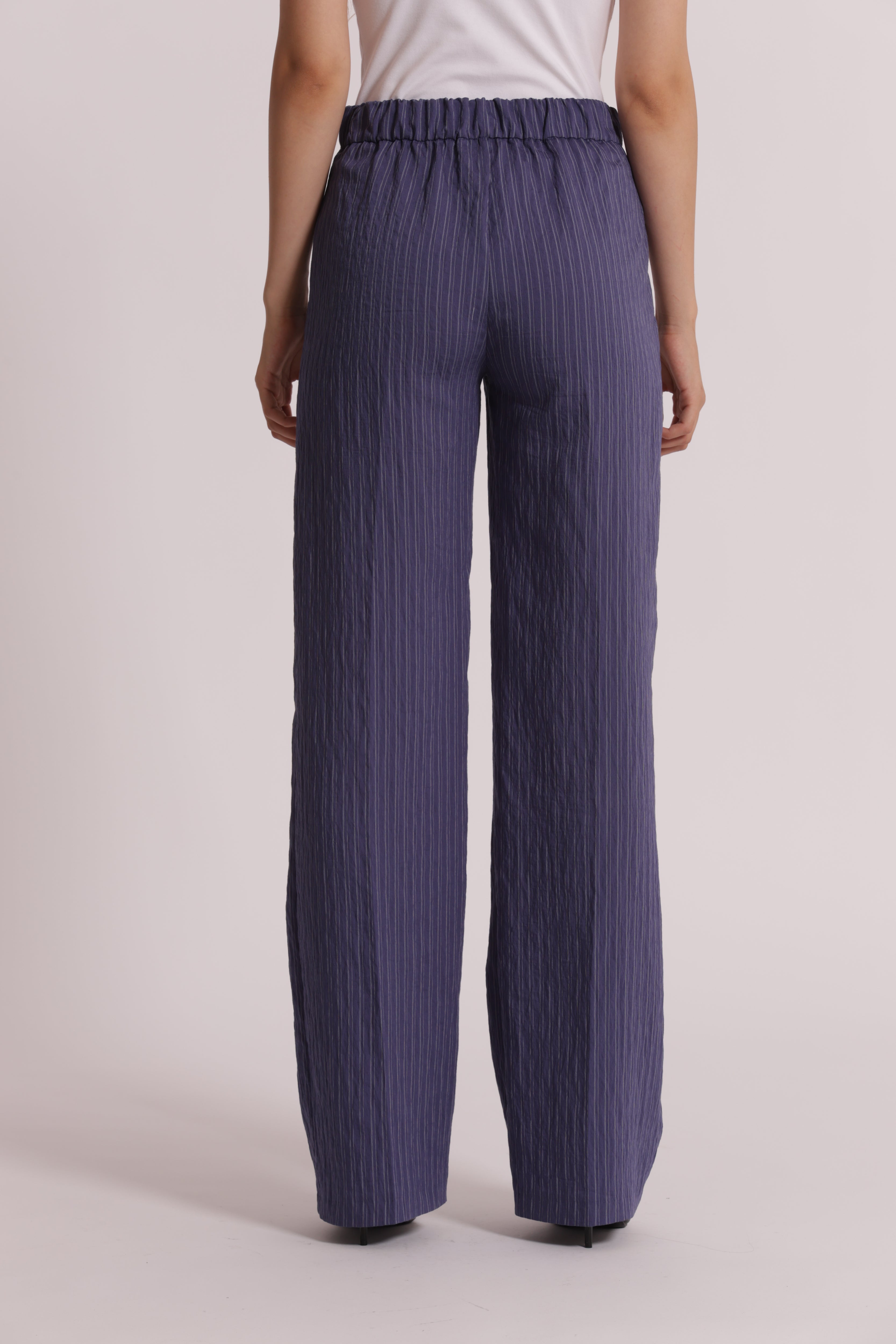 Mimi Mua Pantalone Palazzo Righe Bordeaux Elastico