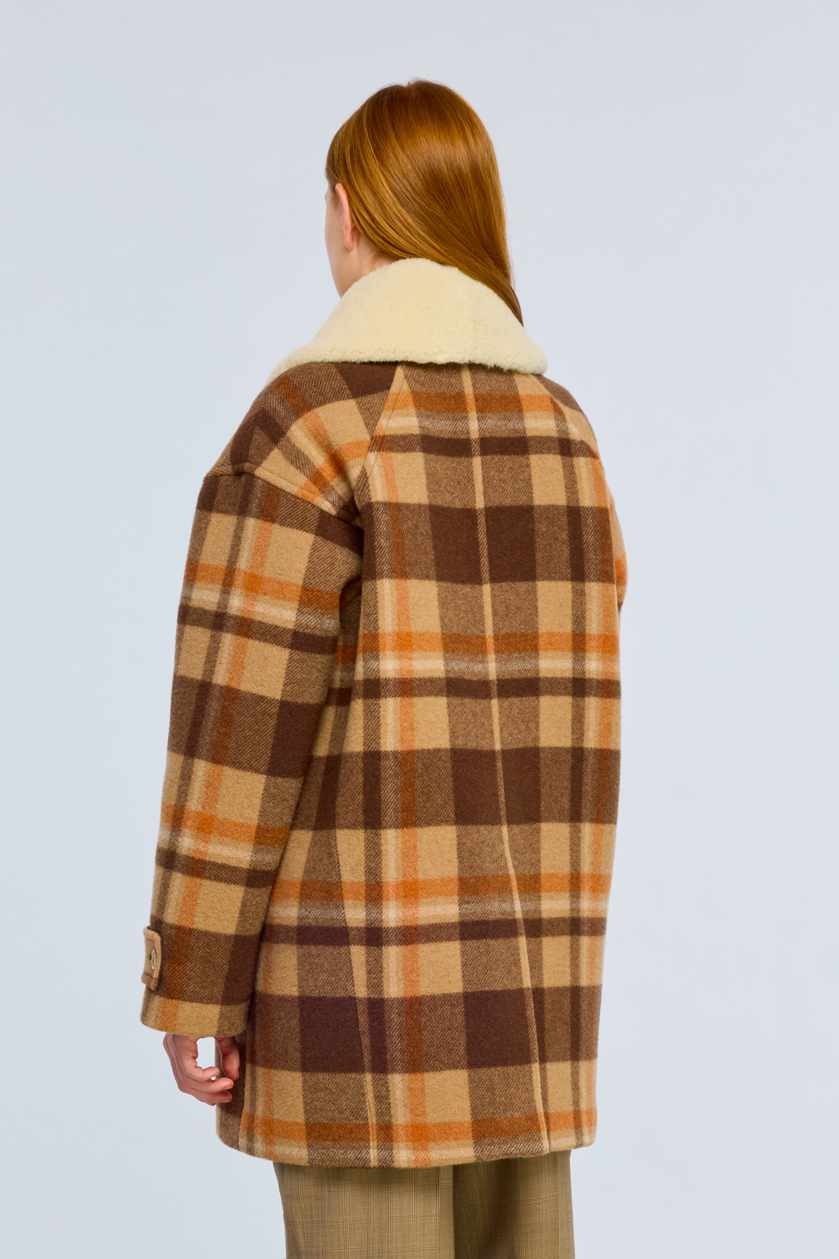 Semicouture Mary cappotto panno check moka