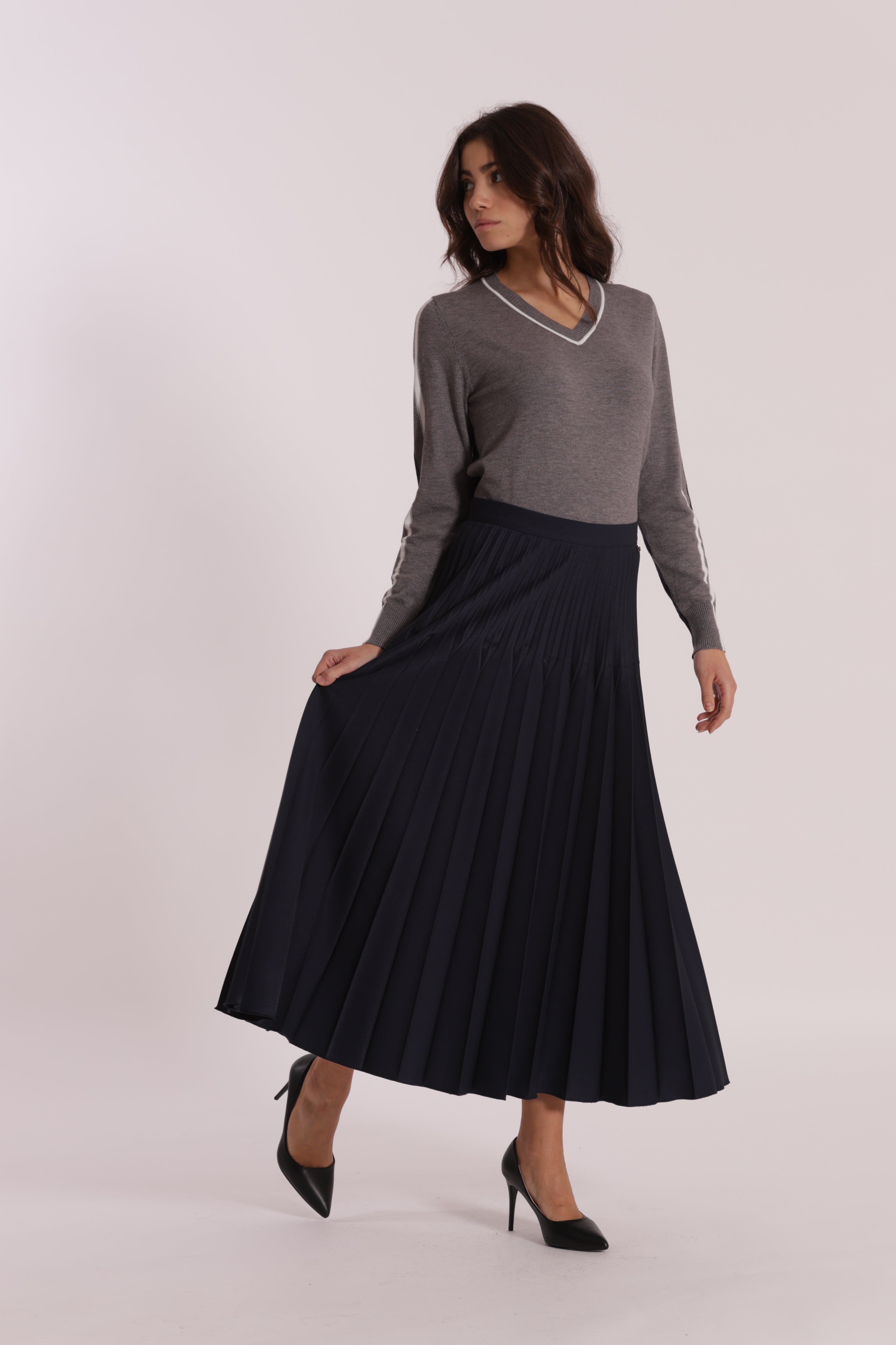 Mimi Mua Gonna Longuette Plissé gonna nero