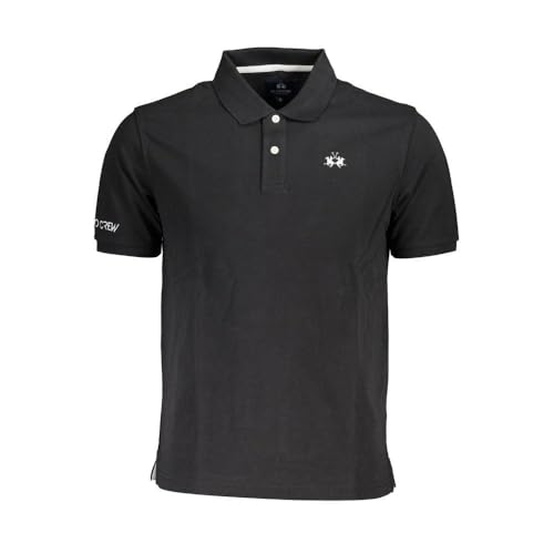 La Martina Polo Uomo Cotone Nero 2 Bottoni Ricamo