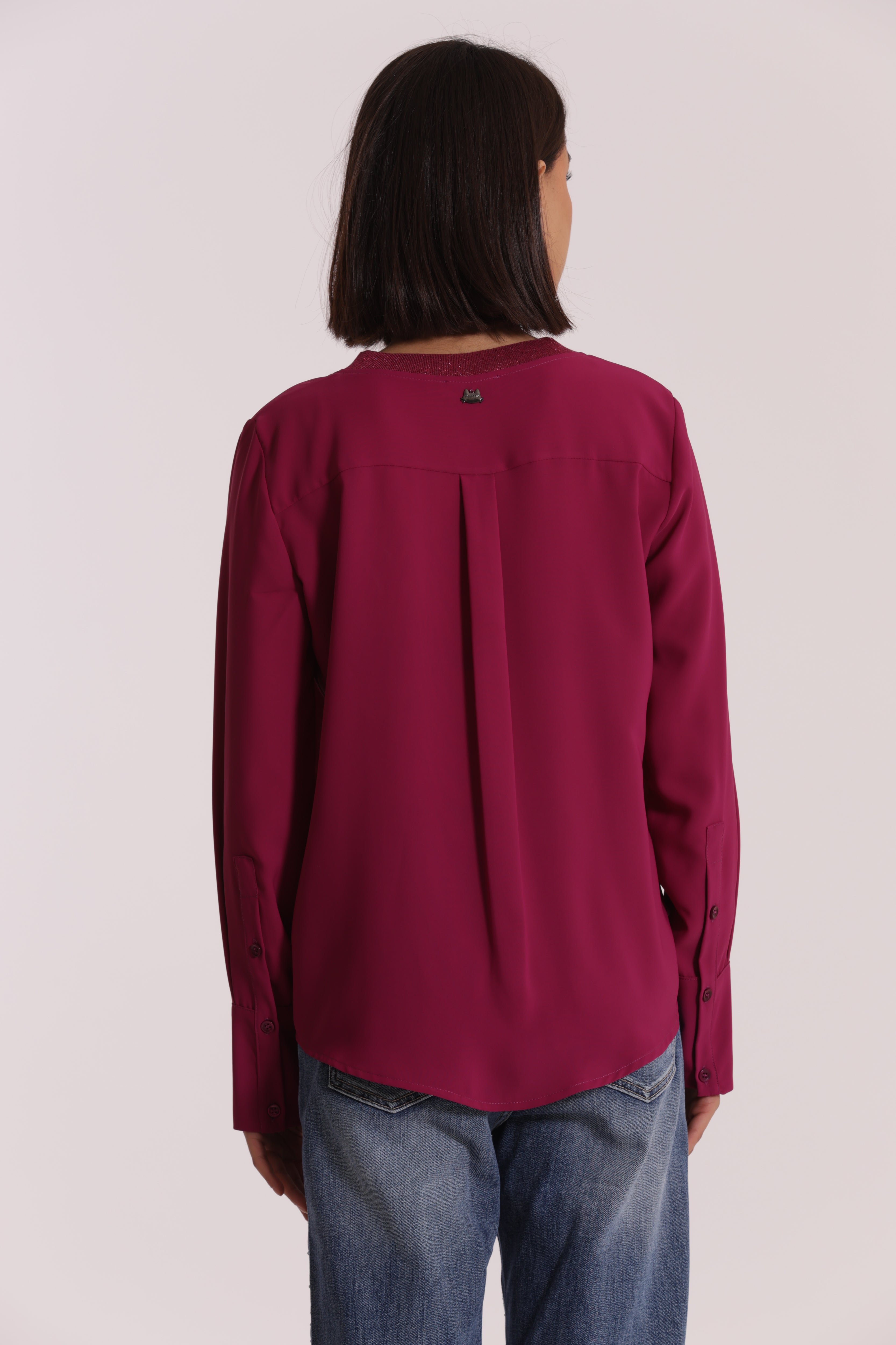 Mimi Mua Blusa Scollo a V Lurex Nera