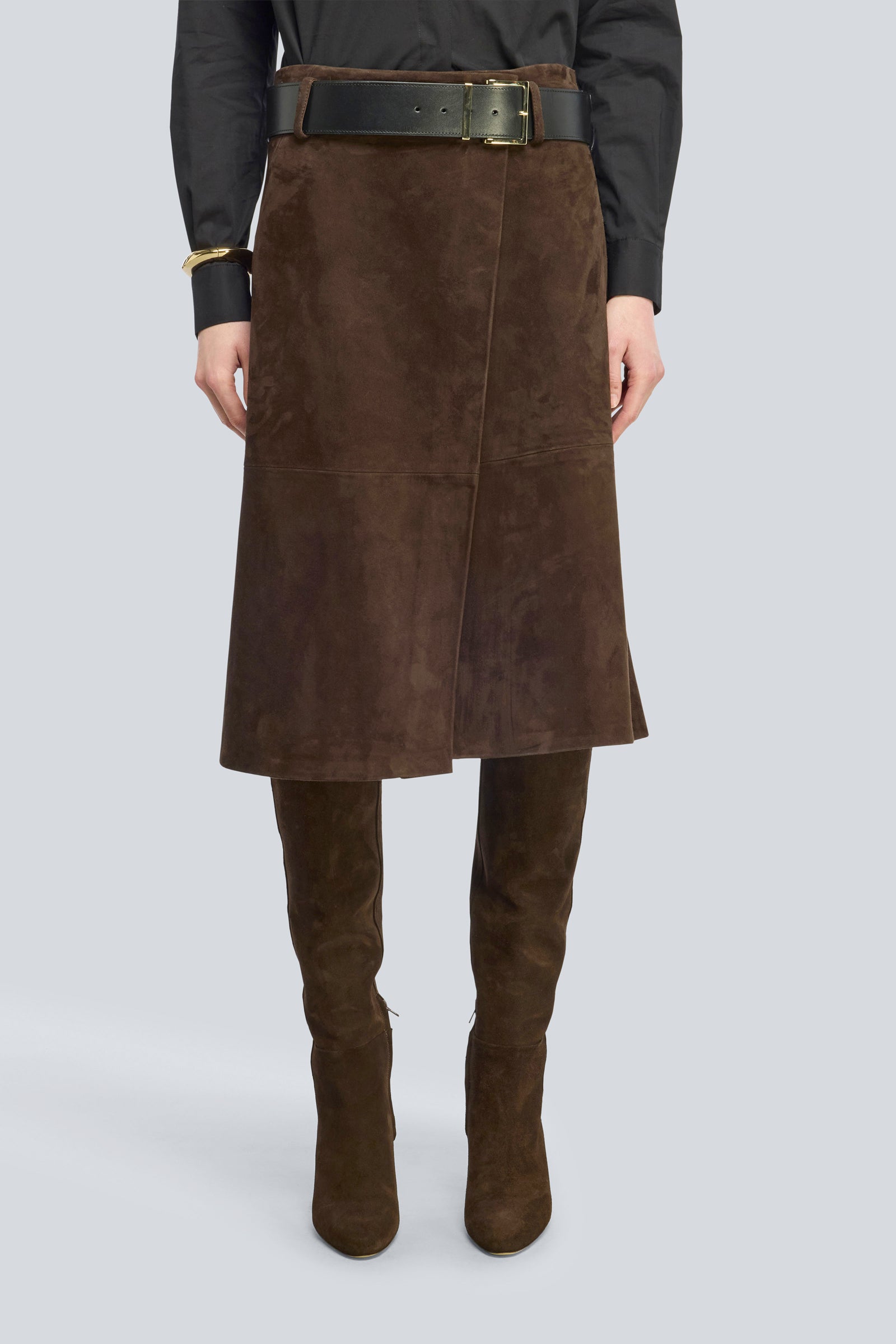 Semicouture Rosanne gonna camoscio moka