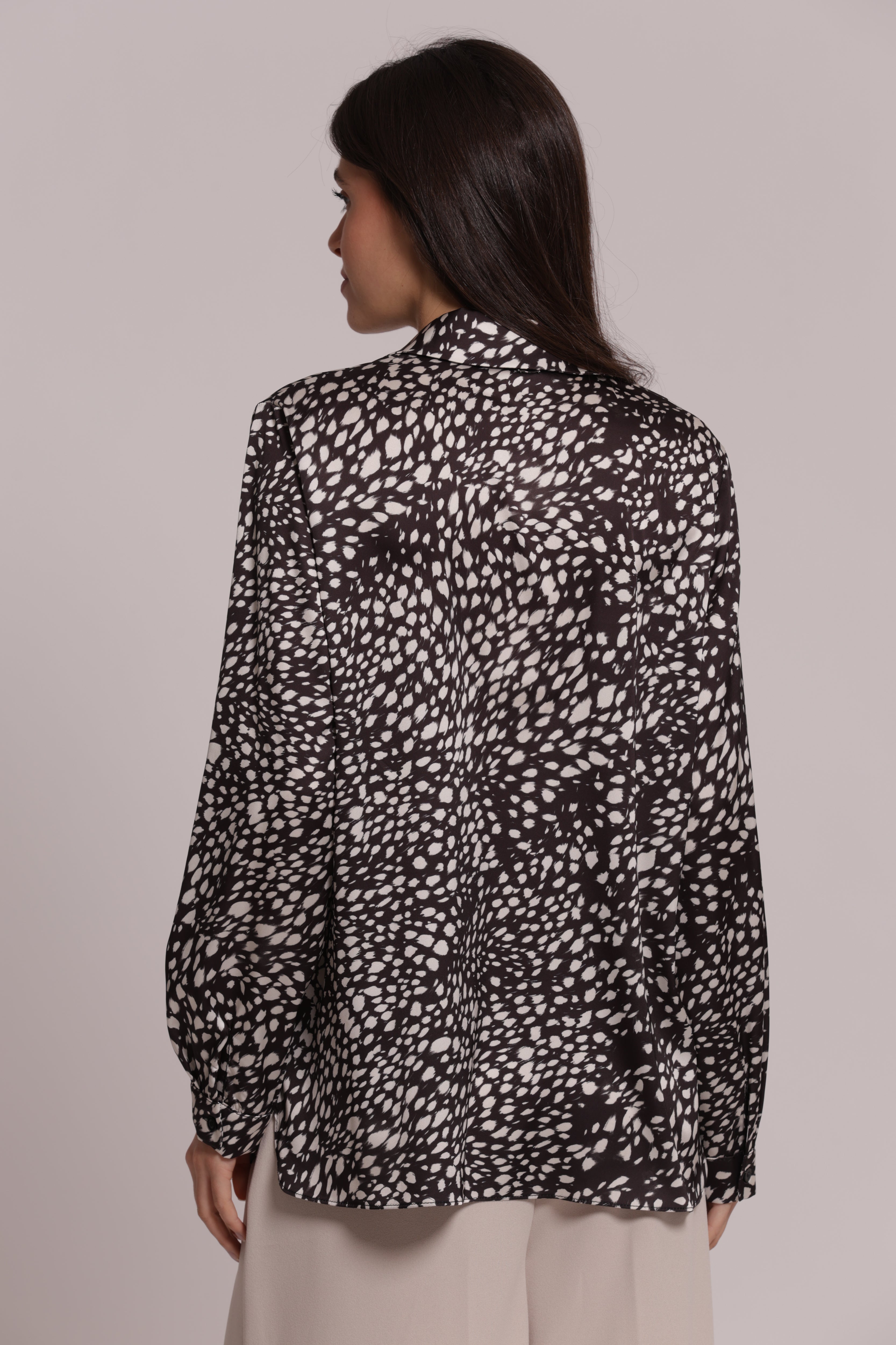 Mimi Mua Maculato camicia uomo nero bianco poliestere