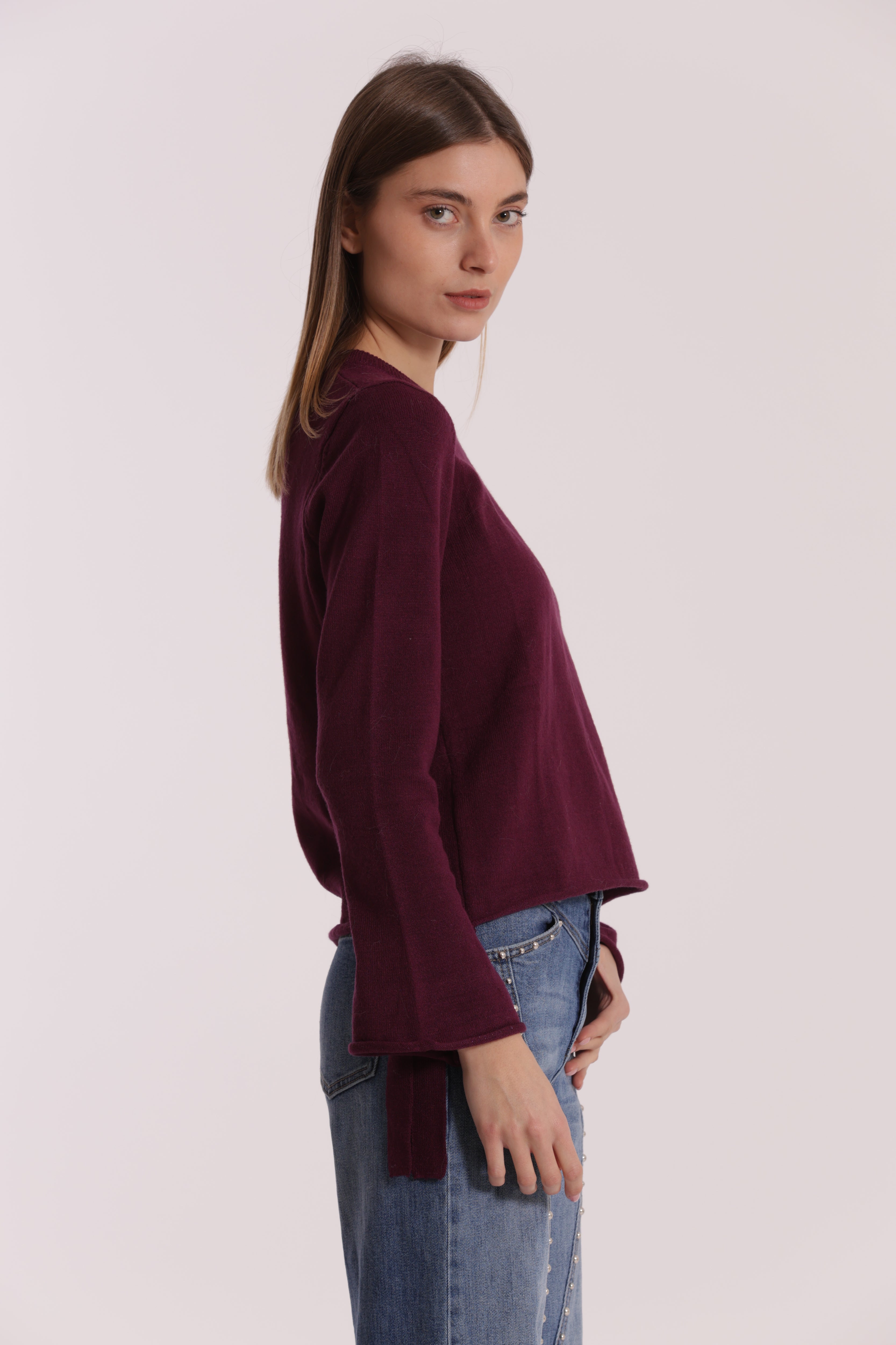 Mimi Mua Maglia Scollo Tondo Fiocchi Nera