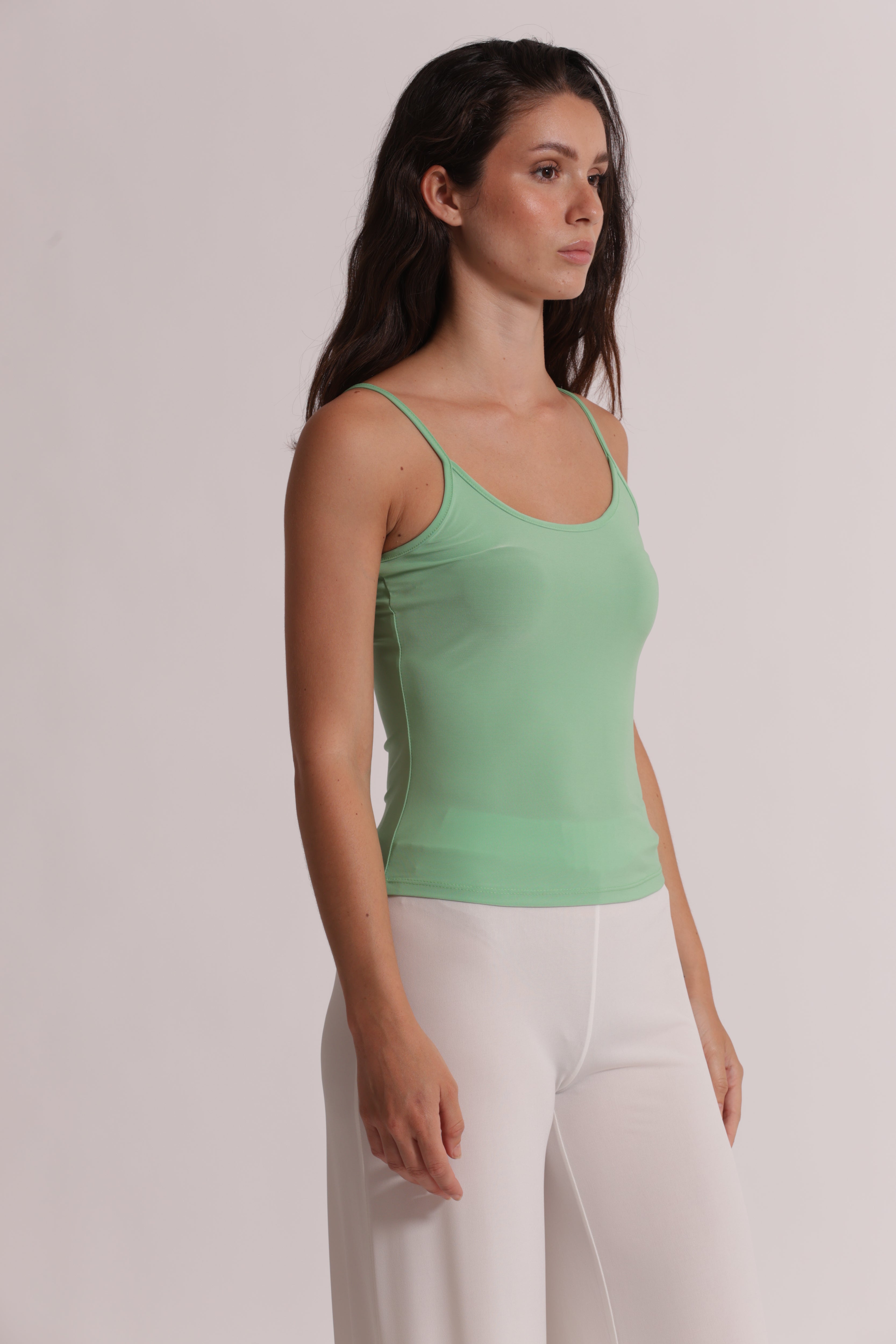 Mimi Mua Canotta Ity Blusa Latte Elastica
