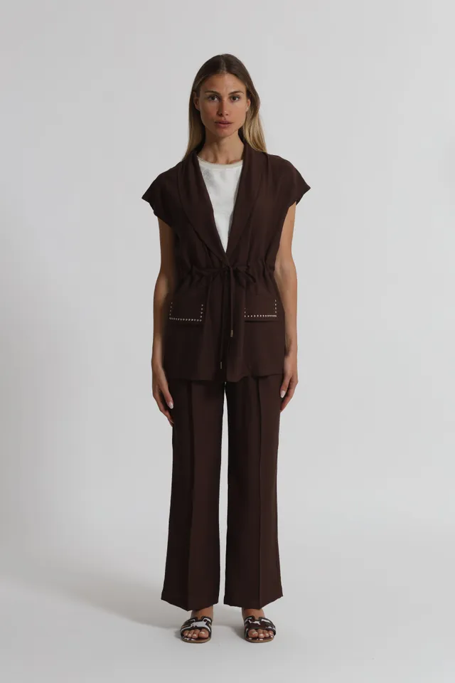 Mimi Mua pantalone con borchie bianco viscosa