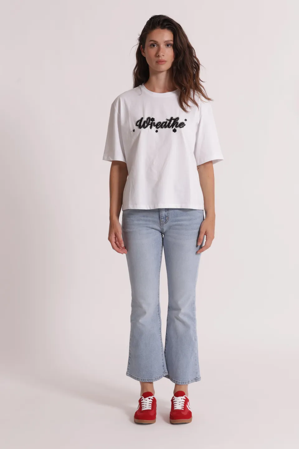 Mimi Mua jeans a zampa blu chiaro cotone