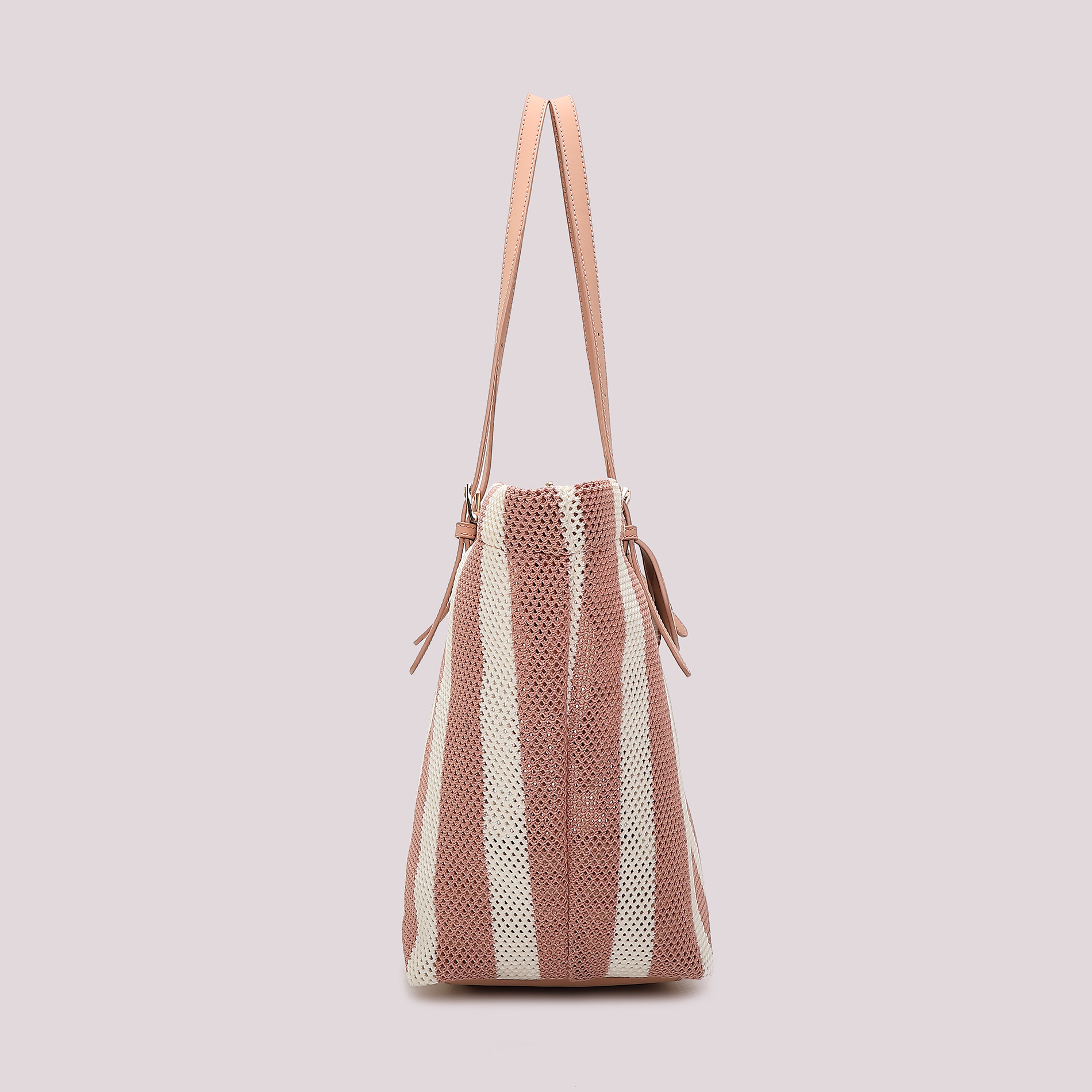 Mimi Mua Rete a Righe Borsa a Spalla Blu/Panna