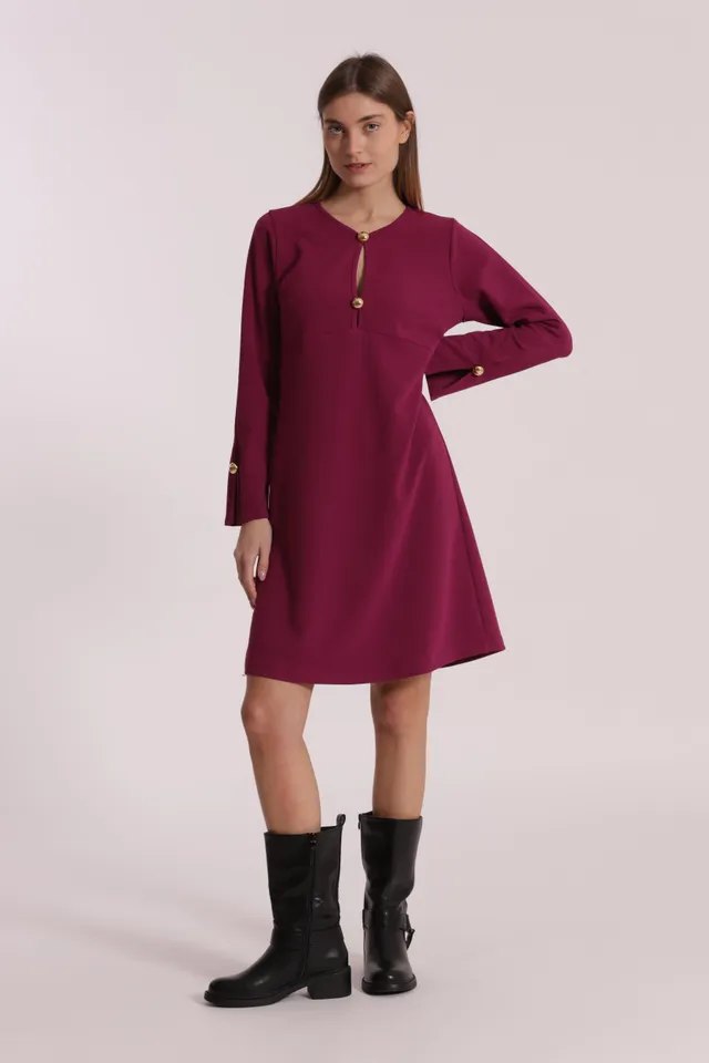 Mimi Mua Abito Corto in Crepe con Bottoni vestito nero