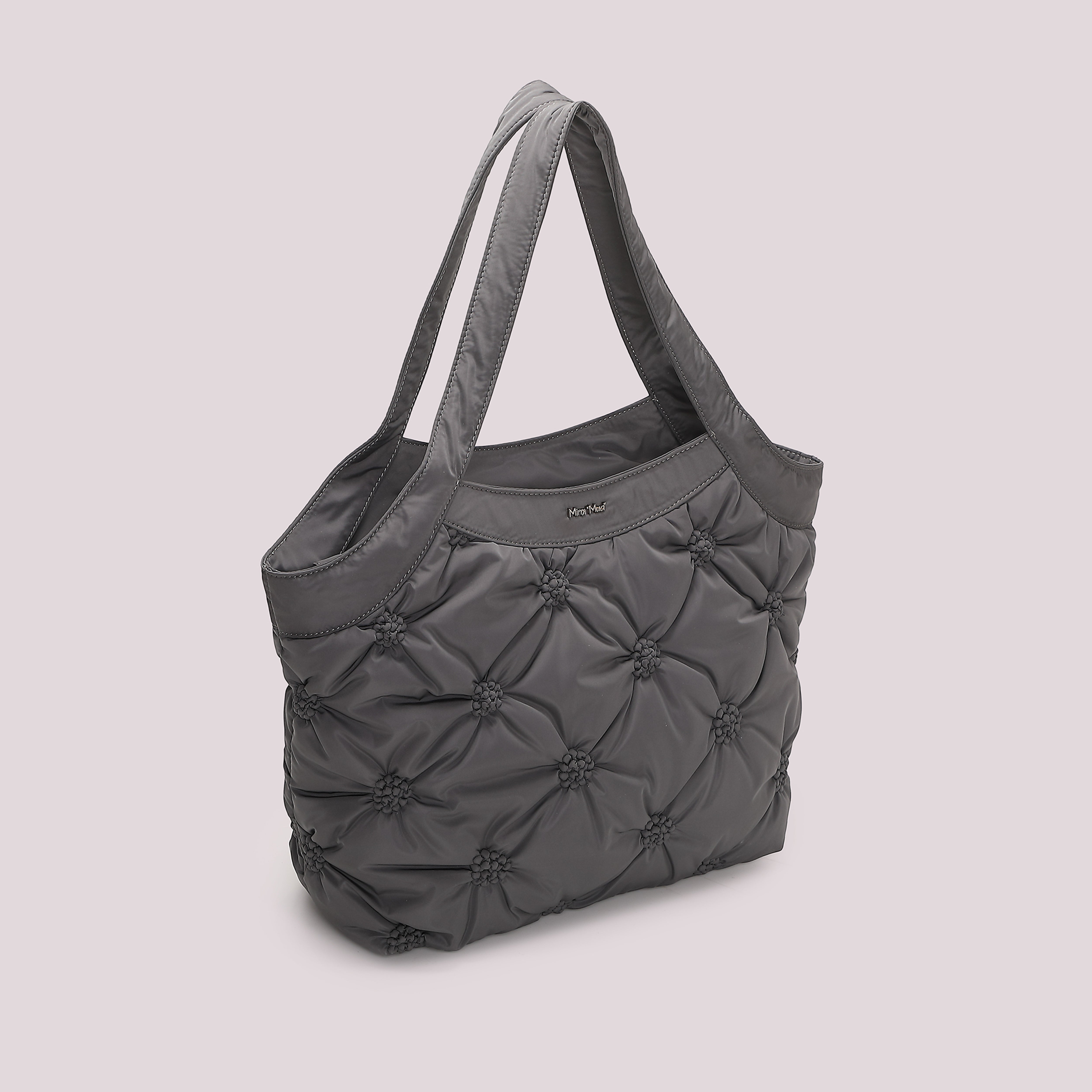 Mimi Mua Borsa Shopping Effetto Piumino Nera Trapuntata