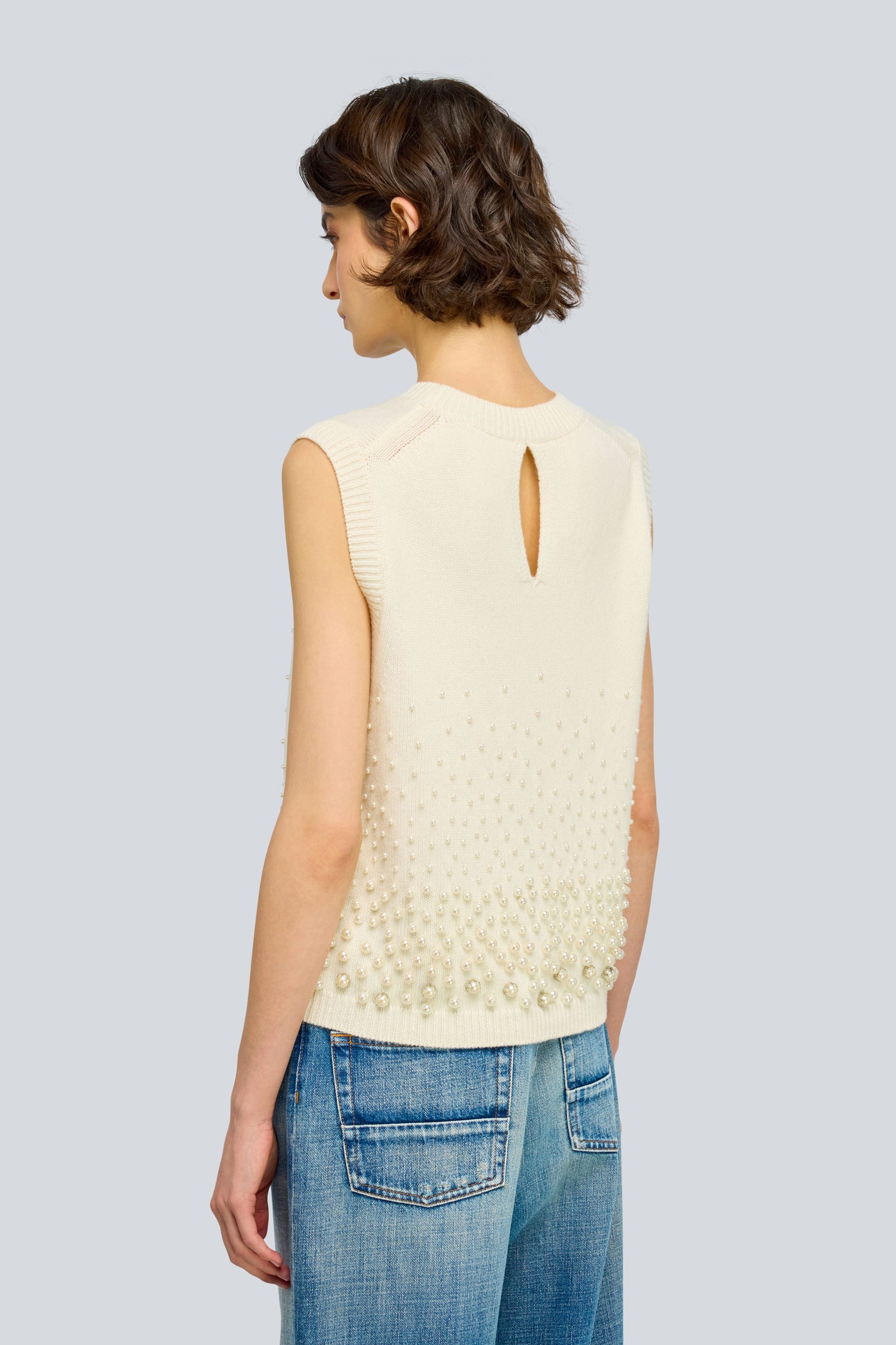 Semicouture Wendi gilet burro misto cashmere perle