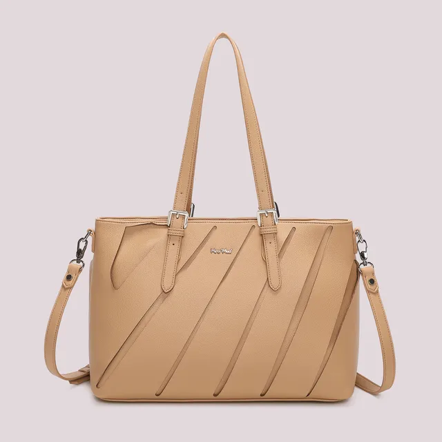 Mimi Mua shopping tagli diagonali borsa panna grande