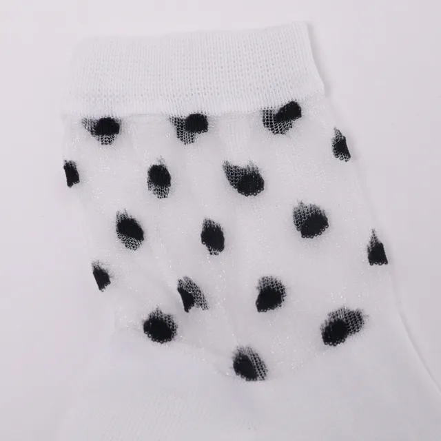 Mimi Mua Calzini Donna Bianchi Pois Neri Cotone