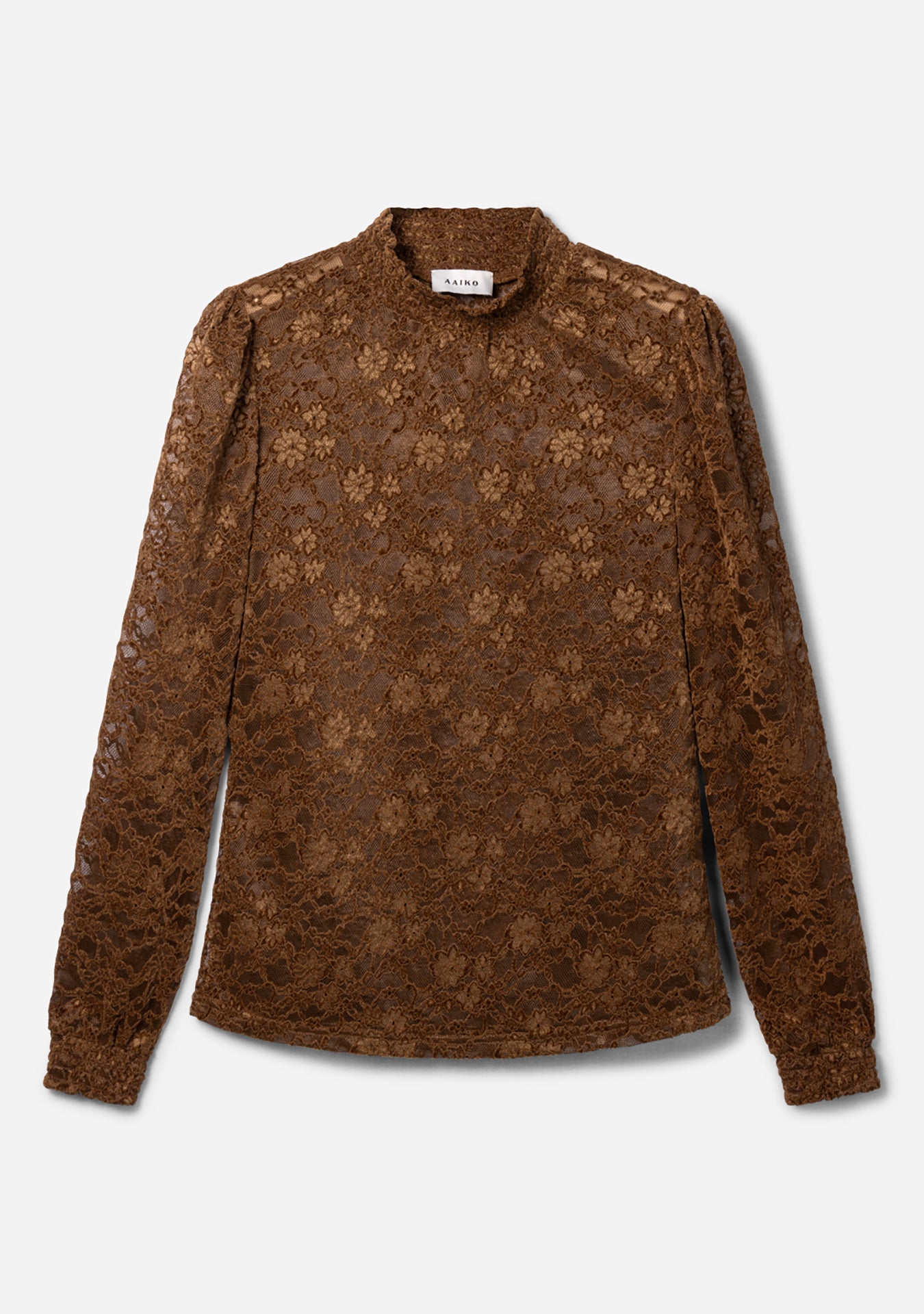 Aaiko Tory top marrone dorato in pizzo aderente