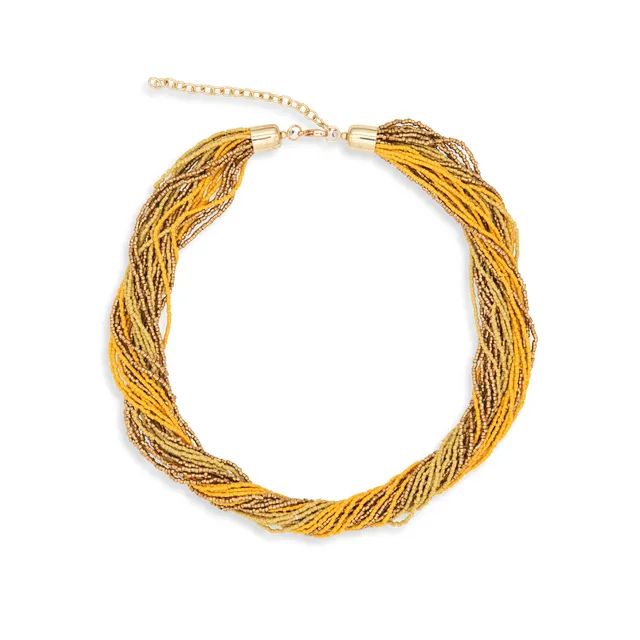 On Earth Saffron collana gialla vetro 48 cm