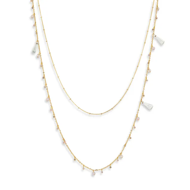 On Earth Colour collana ottone grigia 70 cm perline vetro