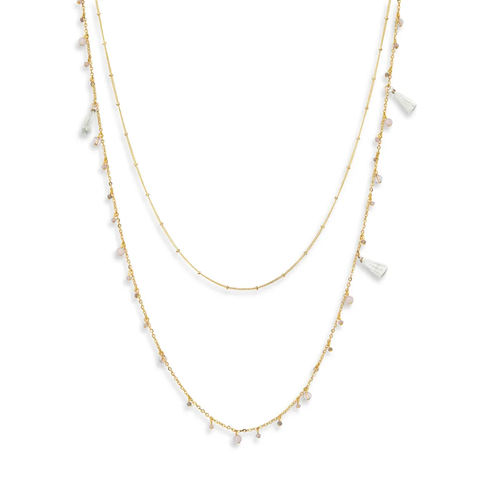 On Earth Colour collana ottone grigia 70 cm perline vetro