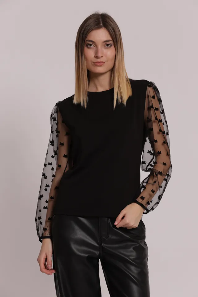 Mimi Mua T-shirt Maniche Lunghe Trasparenti bianca