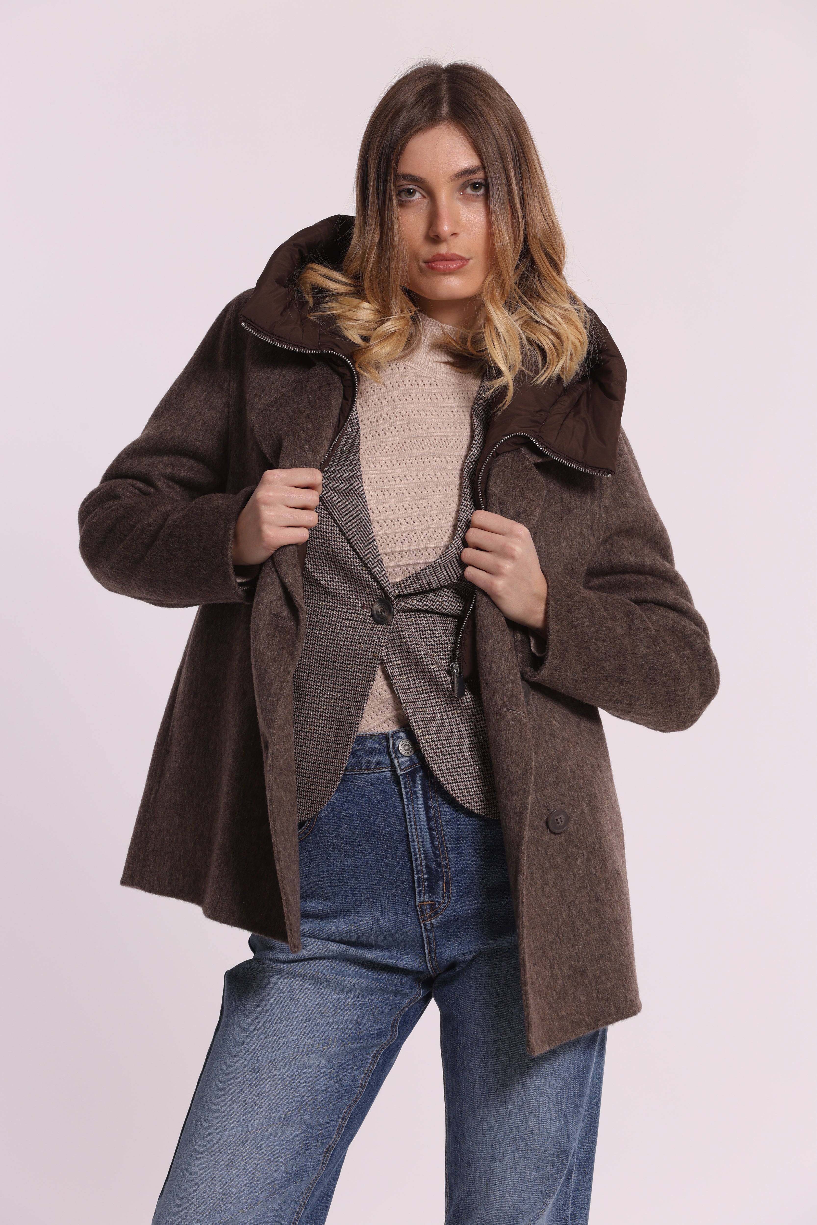 Mimi Mua Cappotto Corto Piumino Removibile Nero