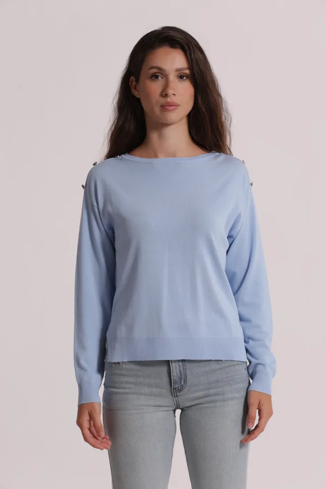 Mimi Mua Maglia Bottoni Spalla Panna viscosa