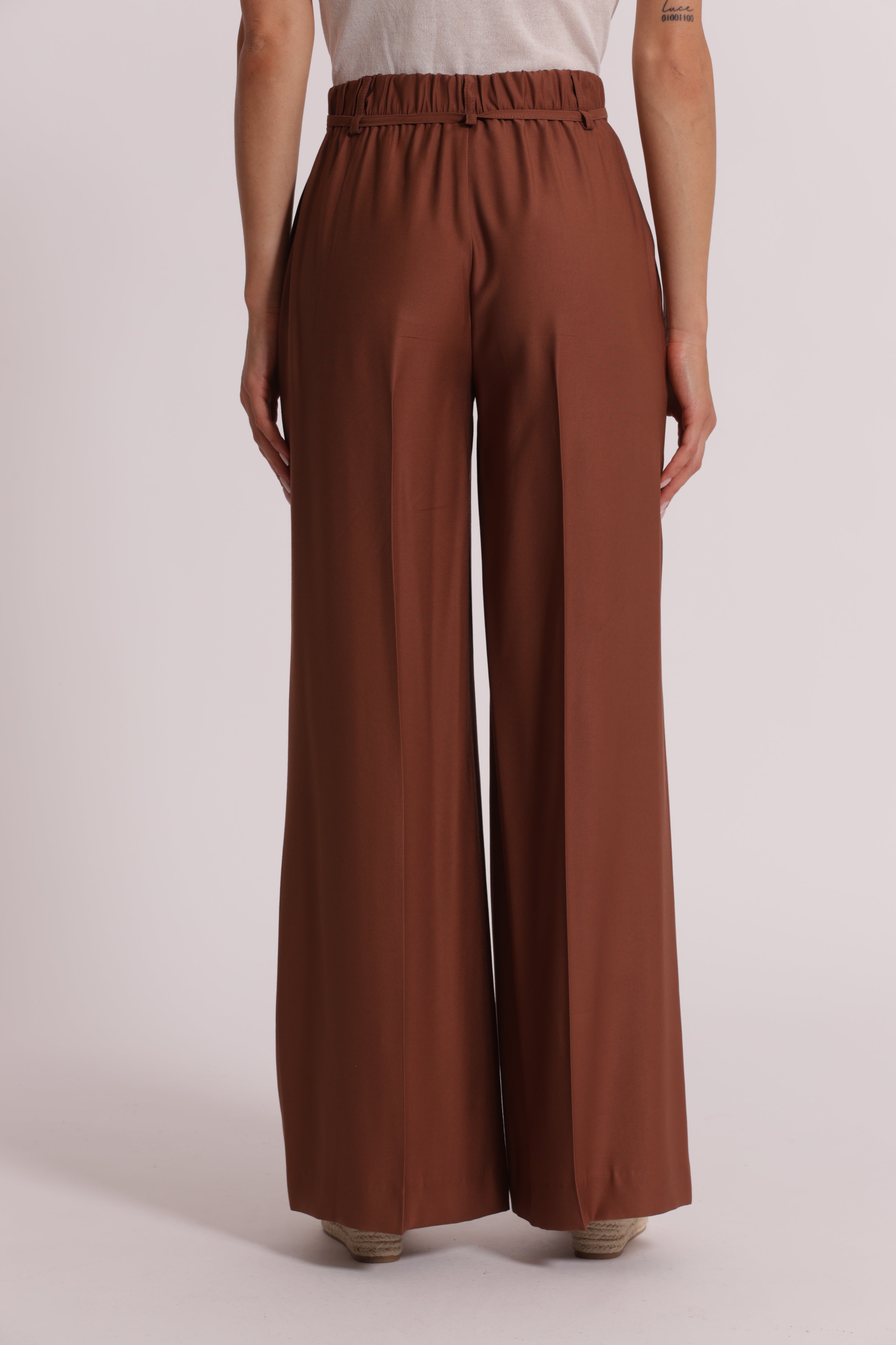 Mimi Mua pantalone palazzo elastico latte fluido
